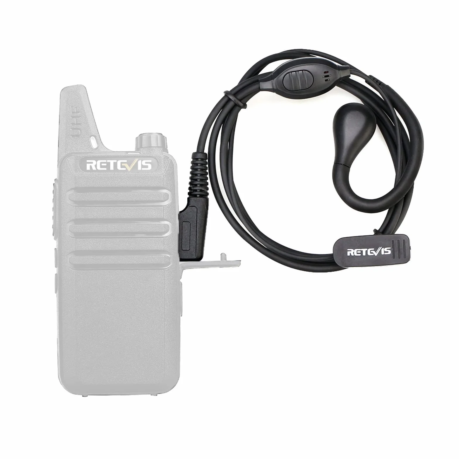 Retevis RT622 Walkie Talkie Auricolare, 2 pin, Compatibile RT24 RT27 RT28 RT619 eSynic UV-5R BF-88E BaoFeng BF-888S Kenwood, Curvetta Suricolare, Suricolare di Sicurezza (1 Pezzi)