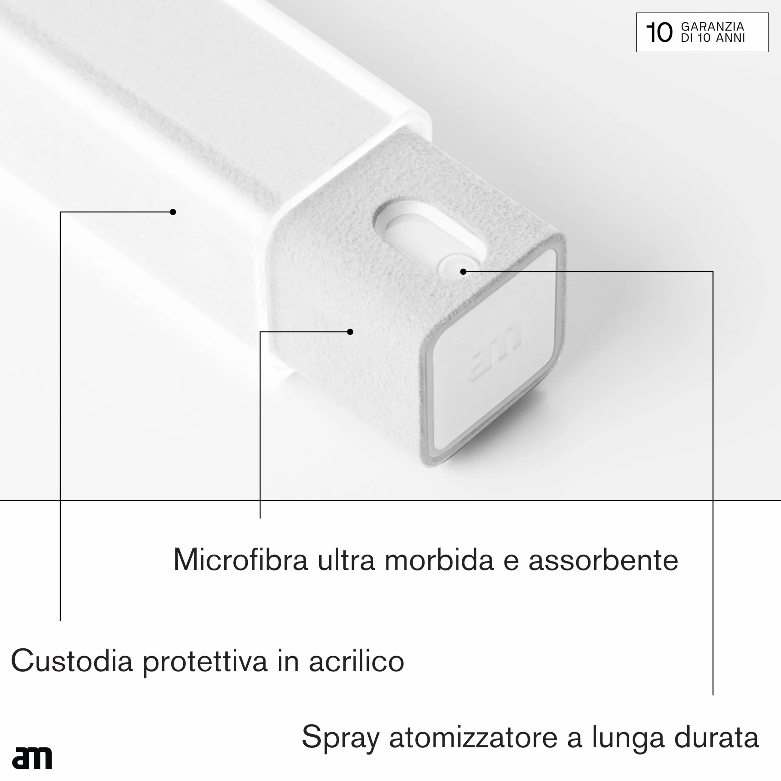 am Spray Pulizia Schermo 2 in 1 con Panno in Microfibra Integrato per Smartphone, Tablet, Laptop, Monitor PC, Smart TV e Display Auto, Ricaricabile (Grigio Chiaro, 1 Pack)