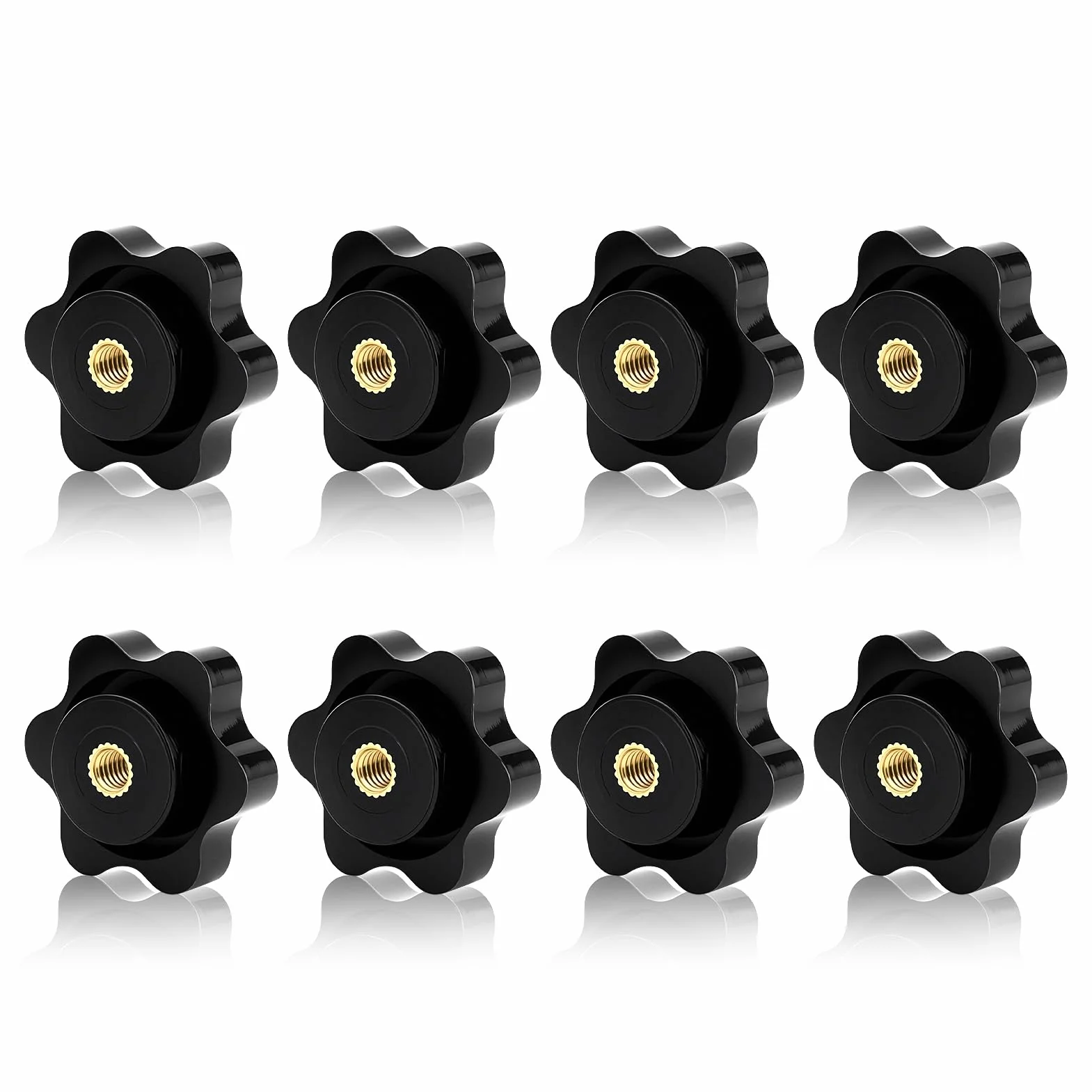 Dadi a Stella M4 25 mm Manopole di Bloccaggio Filettate Nero 8 Pezzi