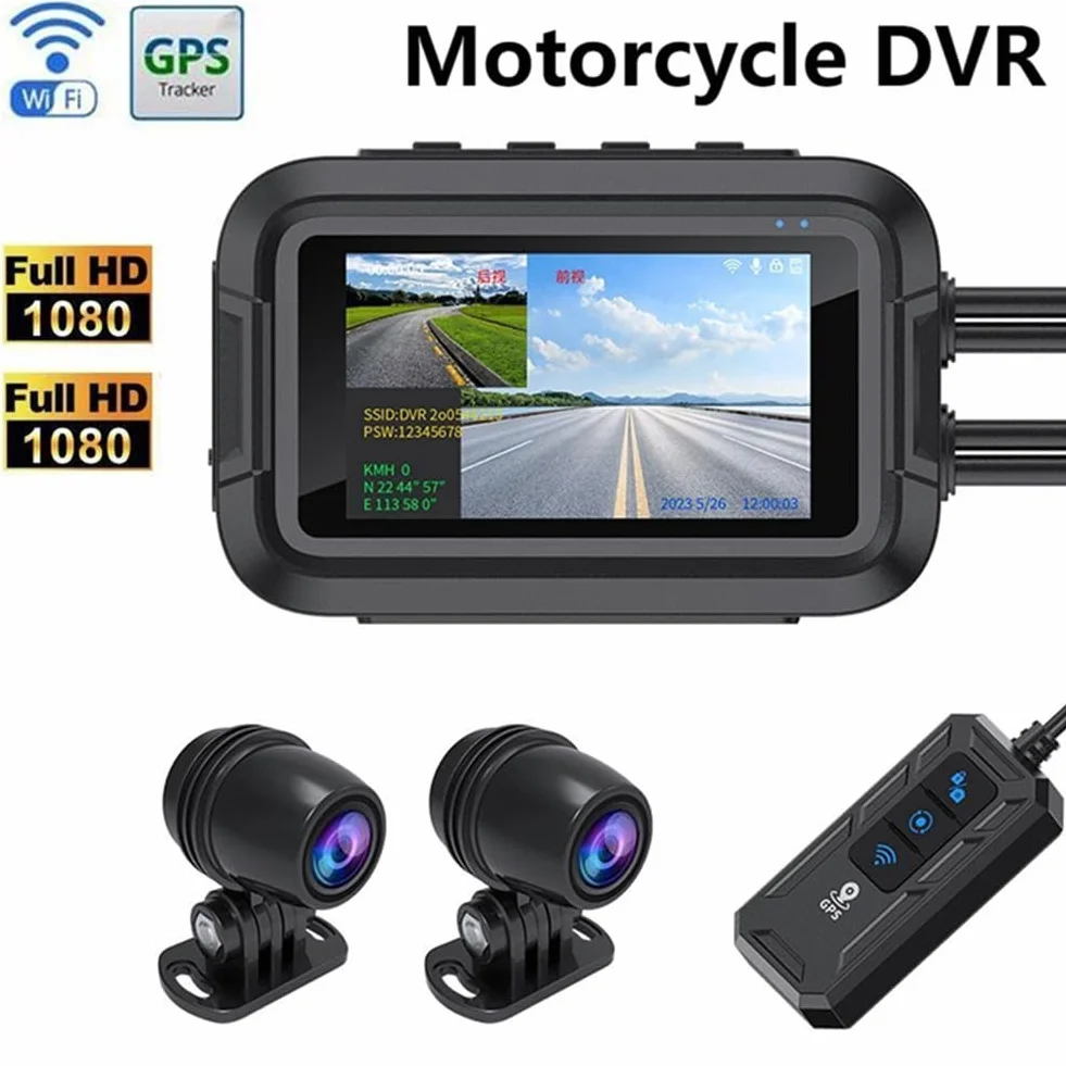 V9 Del Motociclo Dashcam WiFi 1080P Anteriore Posteriore Della Macchina Fotografica Impermeabile Del Motociclo Videoregistratore con Monitor Parcheggio