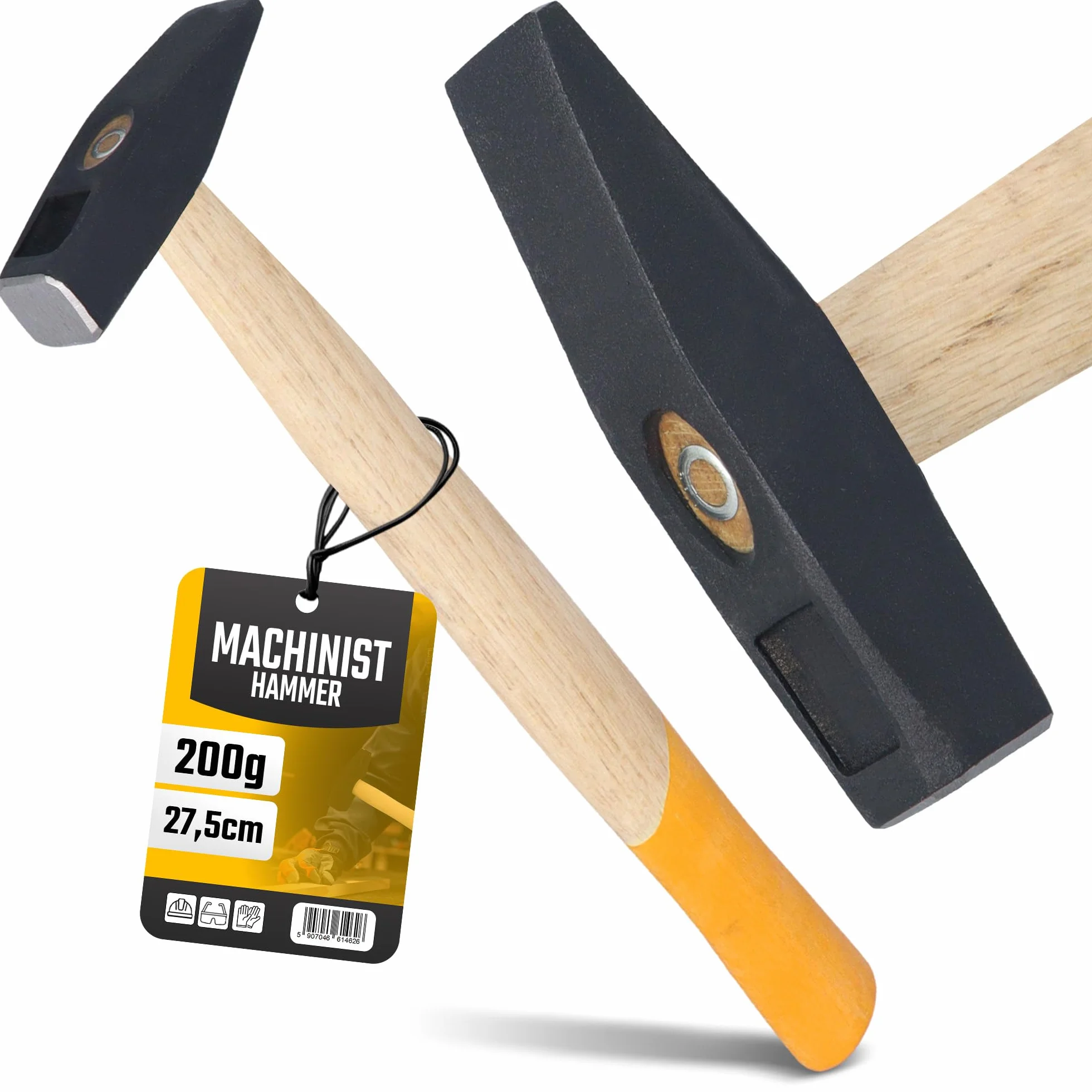 Martello Fabbro 200 G Manico Legno Testa Acciaio Forgiato Presa Ergonomica
