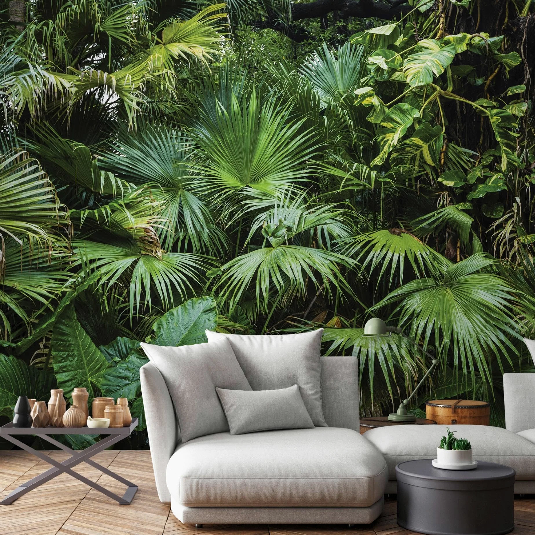 WallArena - Carta da parati fotografica - giungla 400x280 cm - Murale fotografico - Per soggiorno e camera da letto - Effetto 3D - con Colla - Paesaggio Foresta Verde | #VALUE!