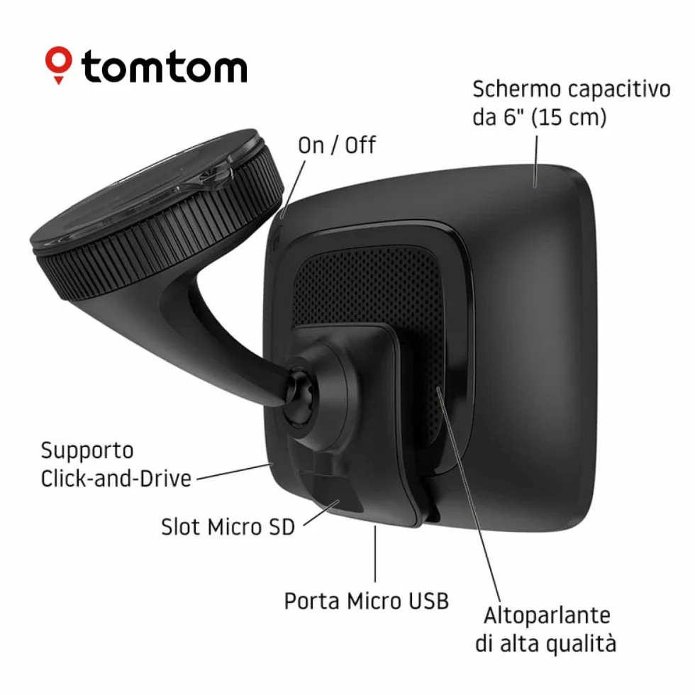 Navigatore per automobili TomTom GO Navigator (6 pollici, informazioni sul traffico in tempo reale e Avvisi su Tutor e Autovelox di prova, Mappe del mondo, aggiornamenti tramite WiFi)