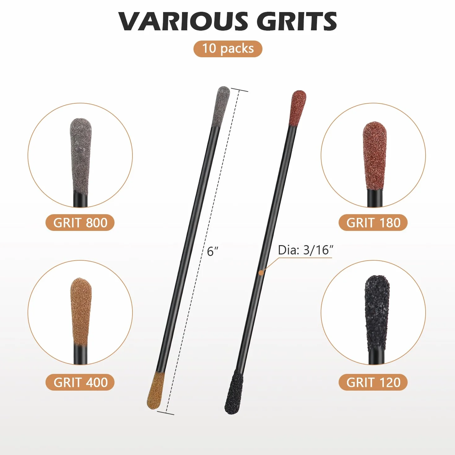 SCOTTCHEN Bastoncini abrasivi grana fine 120/180 400/800, 10 sztuk