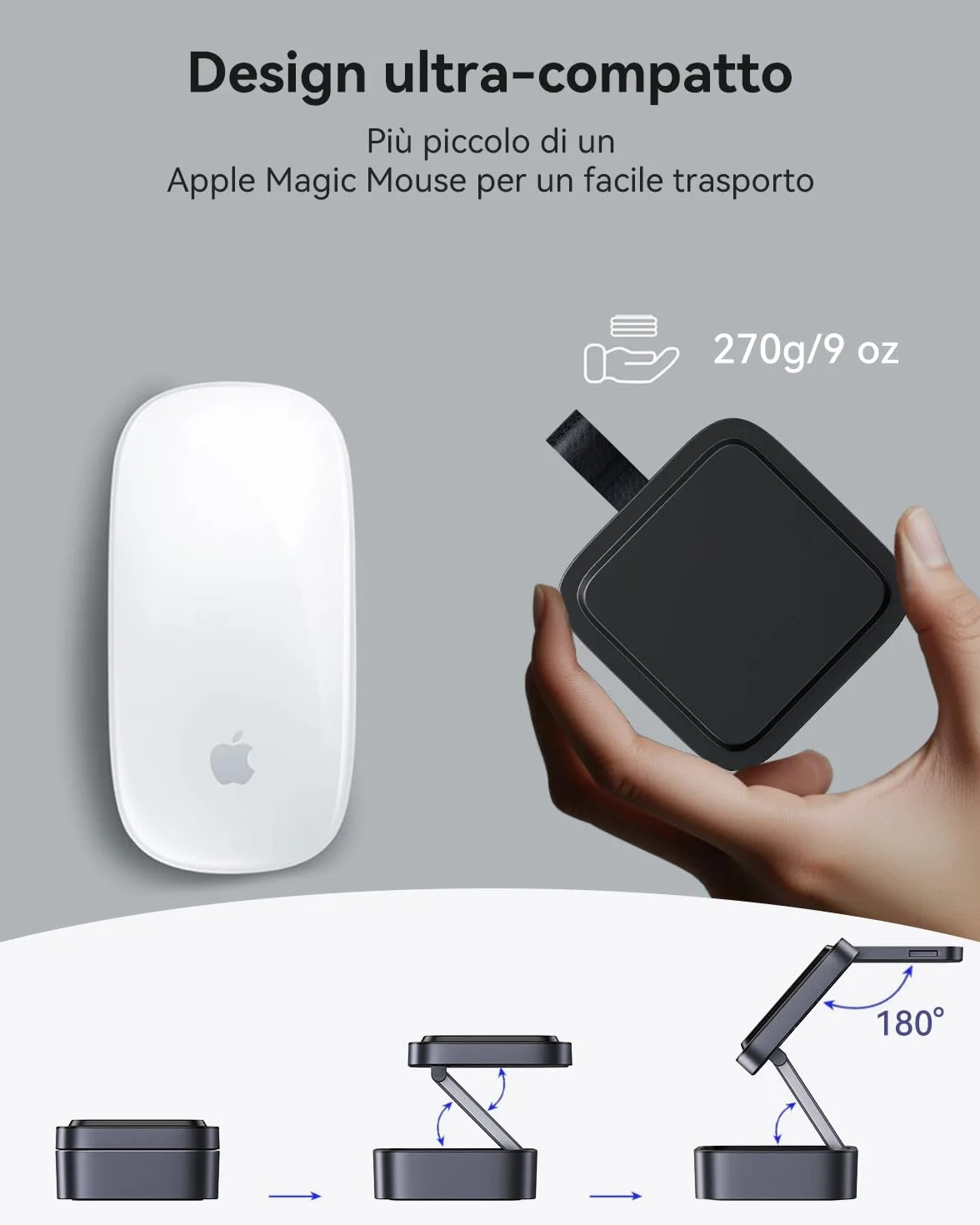 Stazione di ricarica 3 in 1 per Apple, caricabatterie da viaggio magnetico pieghevole veloce compatibile con Mag-Safe per iPhone 17e/17/16/15/14/13/12/Air, Apple Watch & AirPods Pro/4/3/2