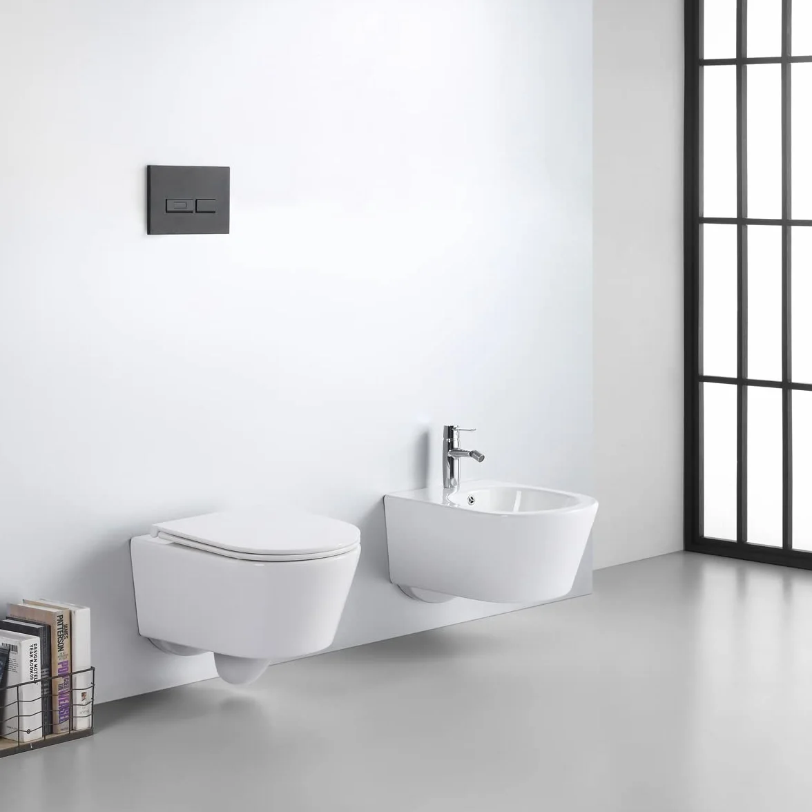 Set coppia sanitari vaso rimless e bidet sospesi WOLLY soft-close
