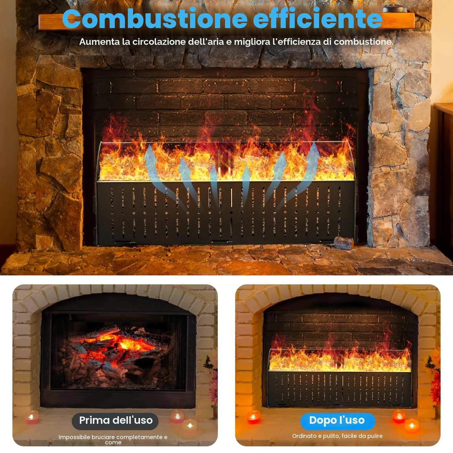 Cestino a pellet per stufa e bruciatori, 48 x 20 x 17 cm, 5 kg, compatibile stufa a legna o camino