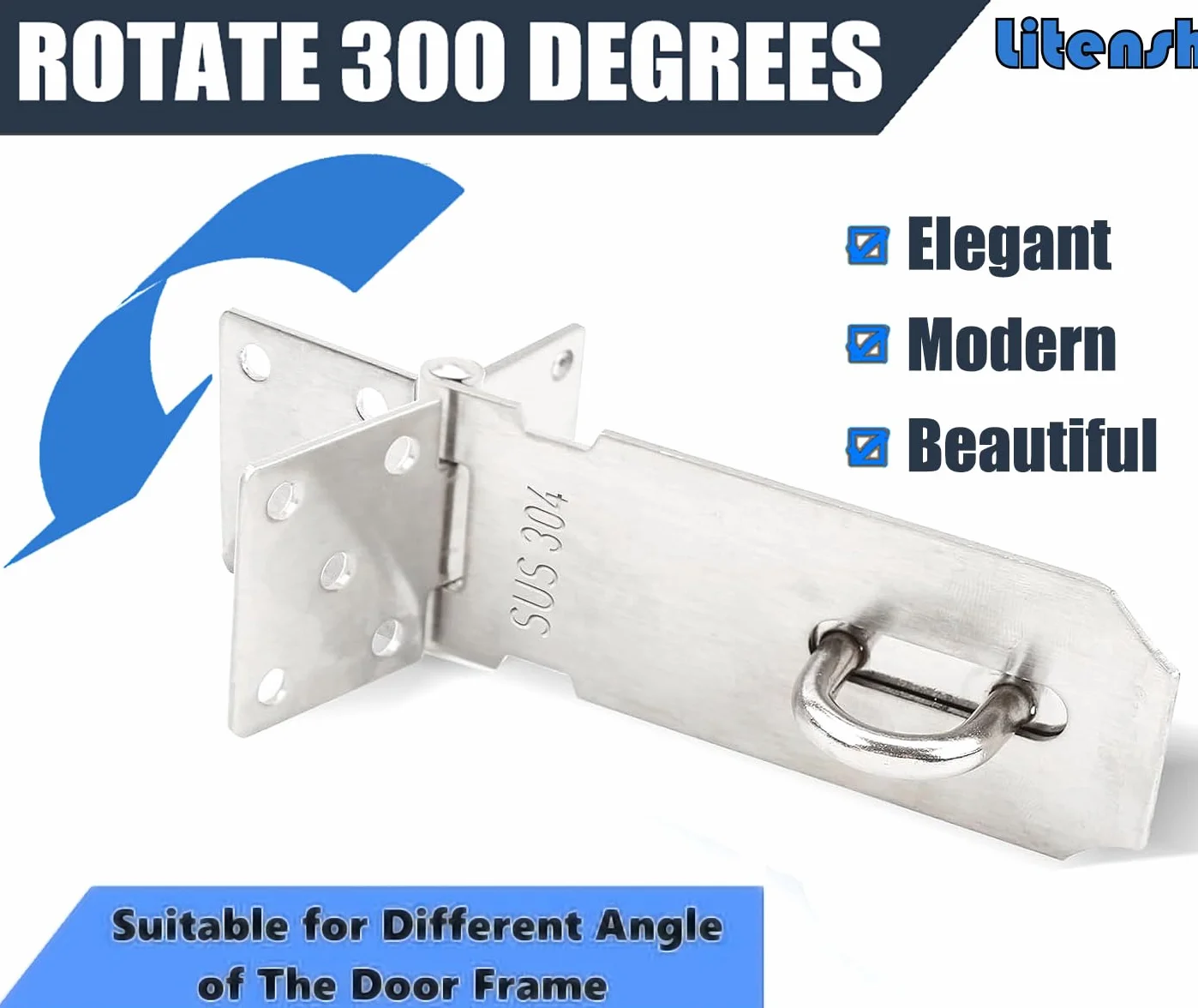 Packlock Hasp Serrature per porte in acciaio inox 7,6 cm chiusura di sicurezza extra spessa