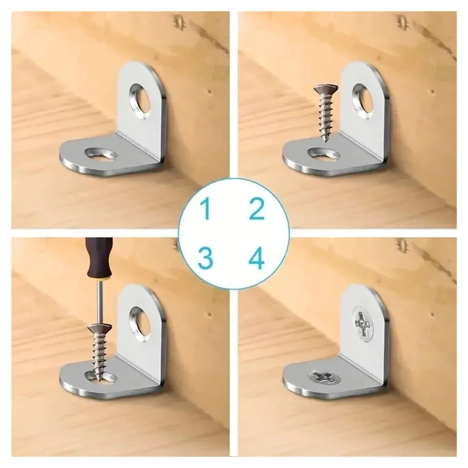 Staffe a L in acciaio inossidabile da 40 pezzi - Supporto angolare piccolo ad angolo retto for scaffali, mobili in legno, sedie, ferramenta for Adatto per il fissaggio e il supporto