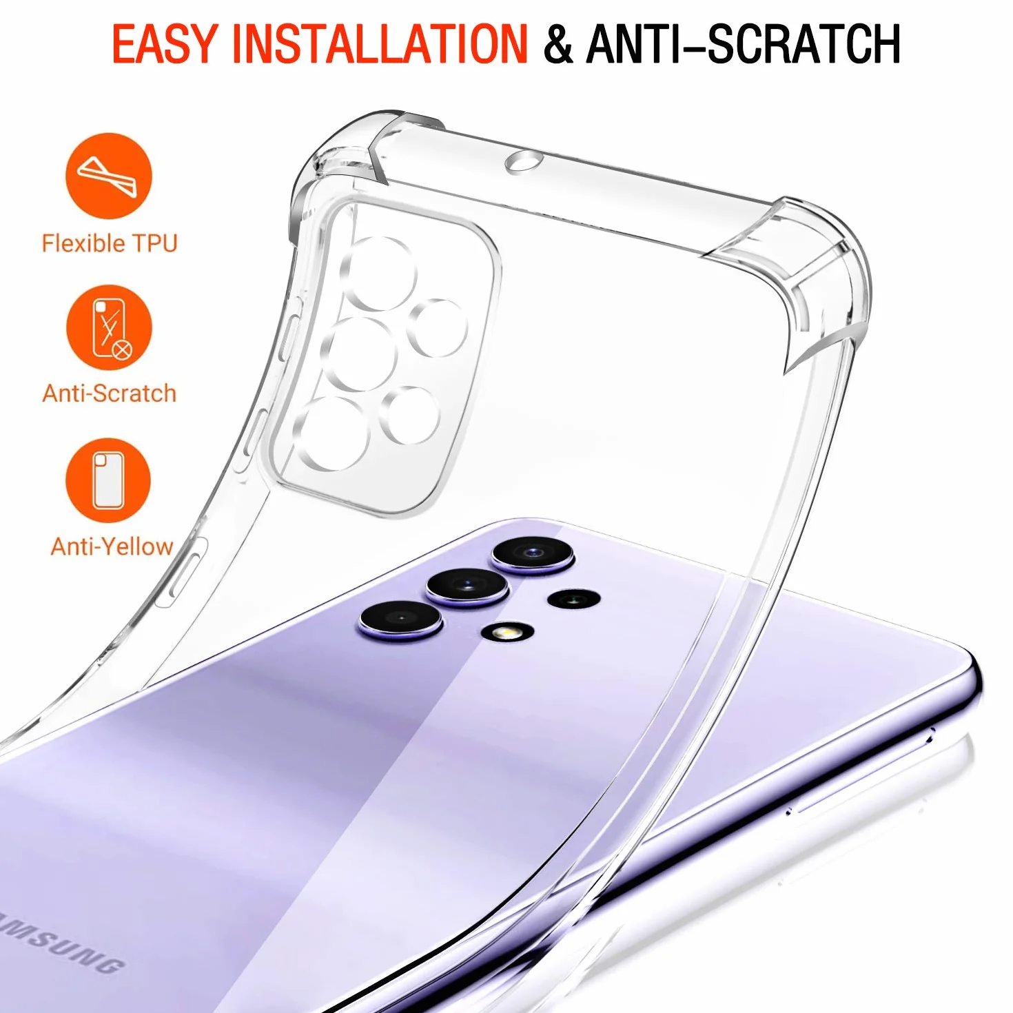 iVoler Cover per Samsung Galaxy A52 4G / A52 5G / A52s 5G, Custodia Trasparente per Assorbimento Degli Urti con Paraurti in TPU Morbido, Sottile Morbida in Silicone TPU Protettiva Case