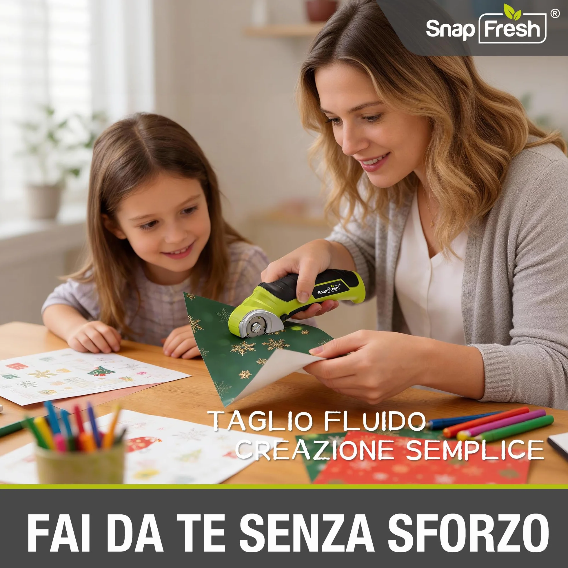 SnapFresh Taglierina Elettrica Forbici Elettriche 4V a Batteria Rotativa per Cartone Carta
