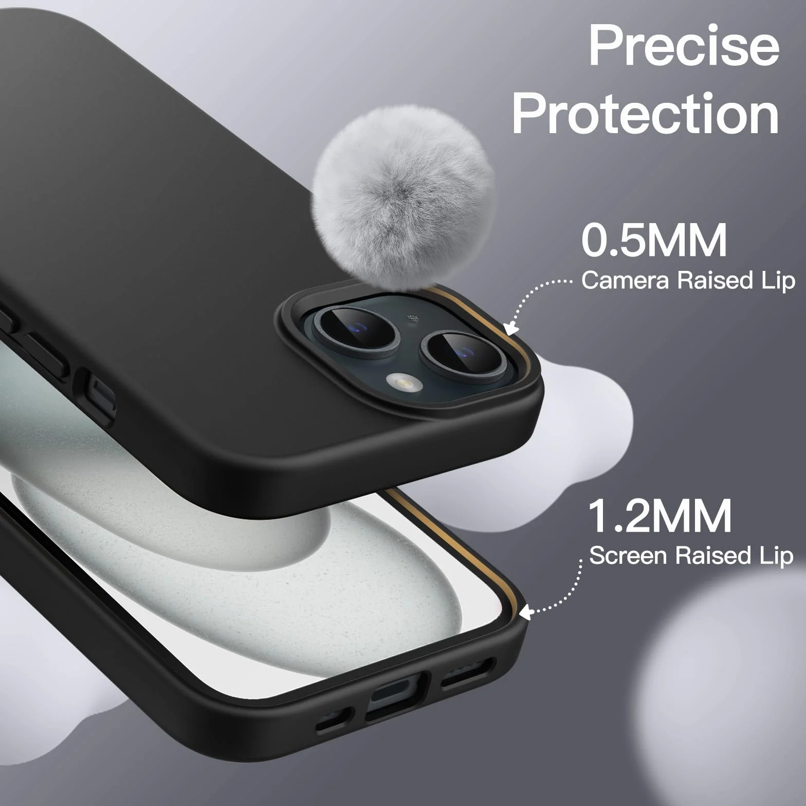 JETech Cover Silicone per iPhone 15 6,1 Pollici, Protettiva per Tutto il Corpo Morbida al Tatto, Custodia Antiurto (Nero)