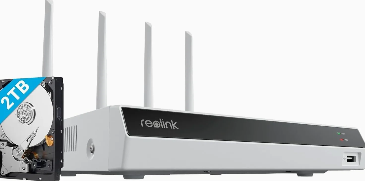 Reolink 4K 12CH NVR, Dual-band Wi-Fi 6, HDD 2TB Integrato (Ricondizionato) | H.265, Supporta le Telecamere Wi-Fi e a batteria (tranne la telecamere 4G), Accesso Locale e Remoto, RLN12W Bianco