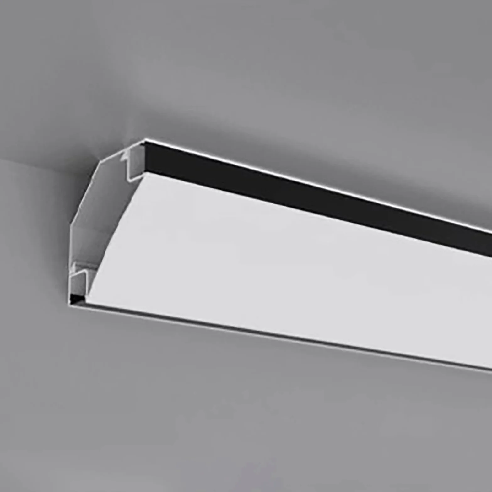 Dimensioni delle modanature per soffitti, Diffusore for Montaggio Superficiale con Modanatura a Corona a Canale LED in Alluminio Nero Bianco Lunghezza Personalizzata(Black,11m/36ft)
