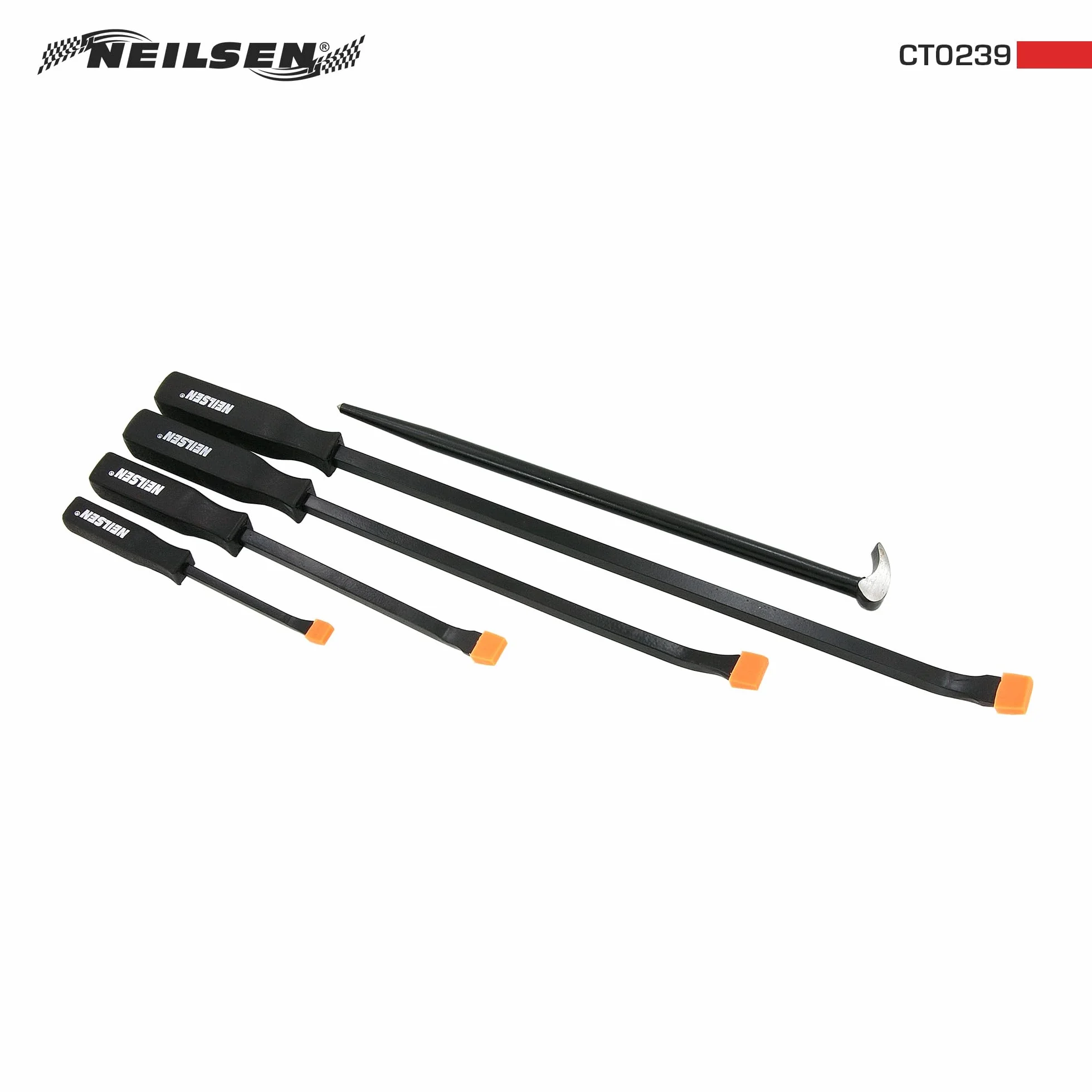 Neilsen CT0239 Set di 5 leve con manici arancioni, barra a testa cilindrica, nero