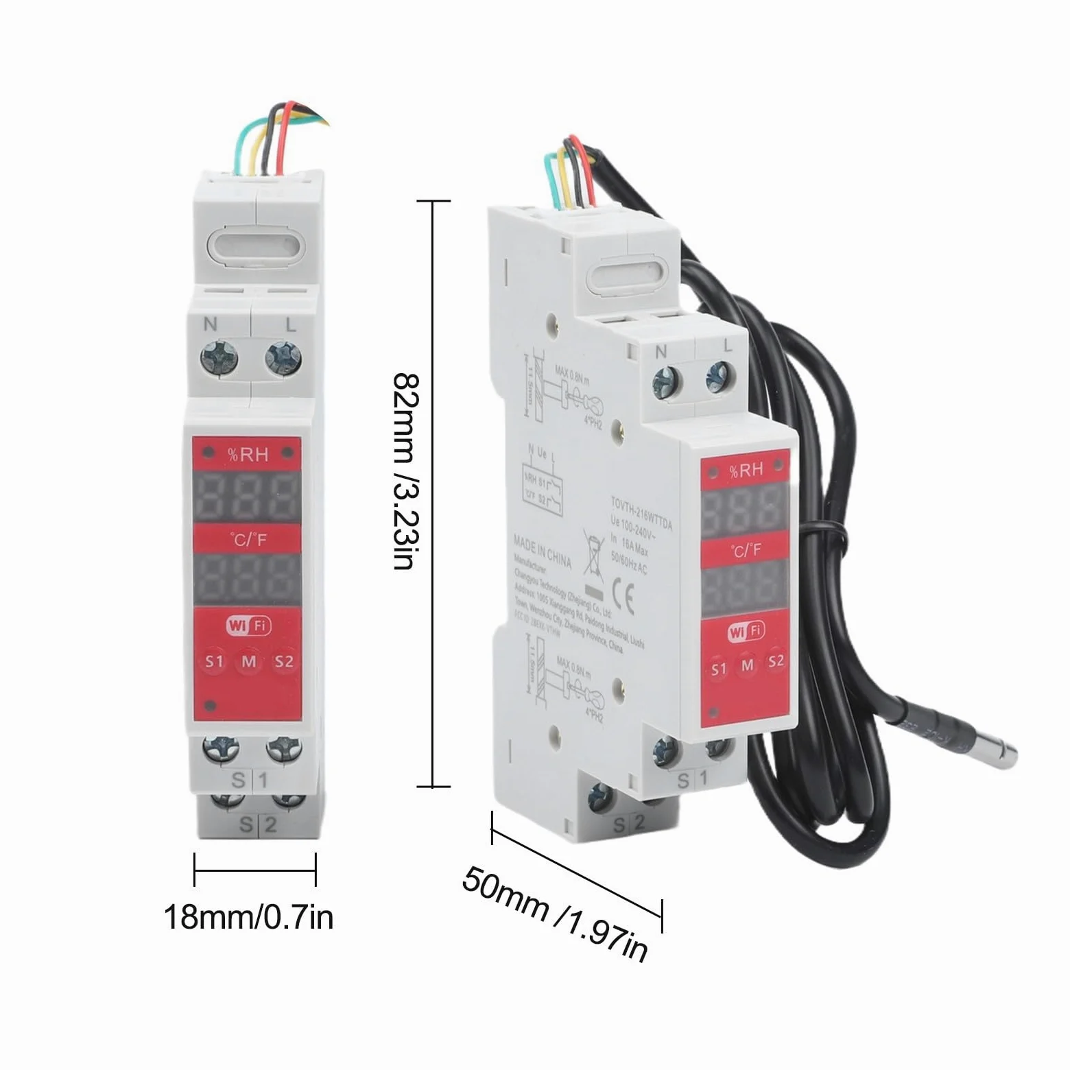 Termostato digitale Wifi DIN Rail Mount con sonda sensore di umidità per acquario serra per automazione domestica intelligente per tuya Life
