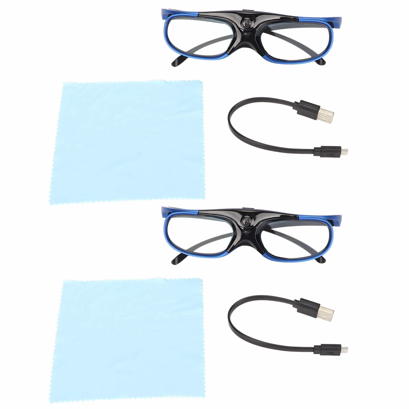 Occhiali 3D 2PCS, Occhiali 3D DLP Link 144Hz Occhiali 3D Attivi con Otturatore Ricaricabile per Tutti I Proiettori 3D DLP Link