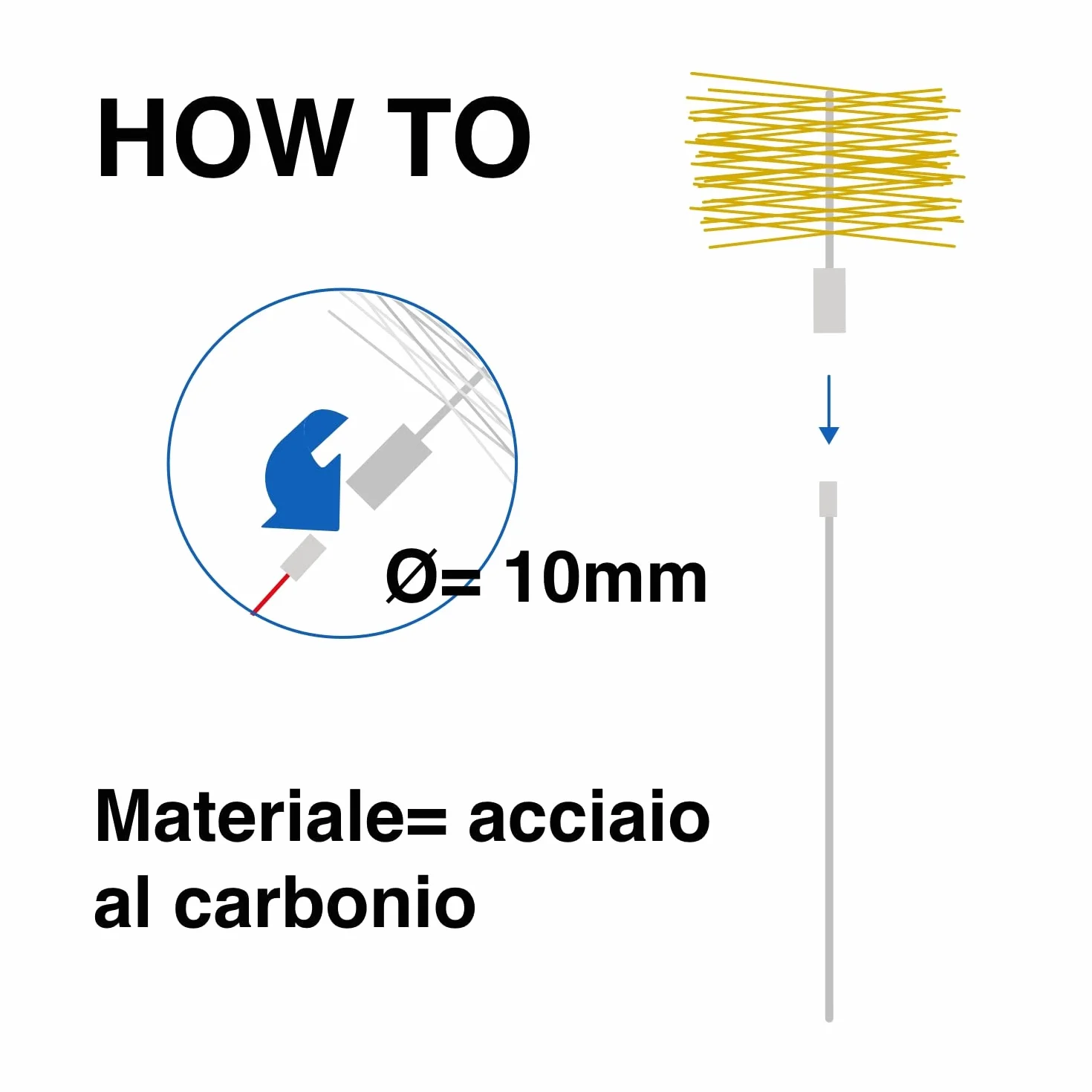 BARETTO 5 Prolunghe FLEX Spazzacamino M12 in Molla d’Acciaio – Ricambio per Kit Pulizia Camino e Canna Fumaria – 5 x 1 m (fino a 90°)