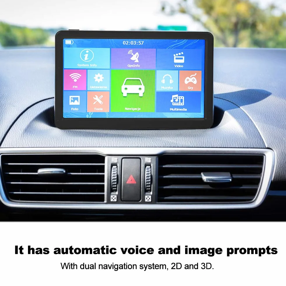 Navigatore GPS per camion per auto Navigatore per auto 9 pollici 8G 256M Radio FM di navigazione GPS con navigazione vocale, Avviso autovelox, Aggiornamento mappe