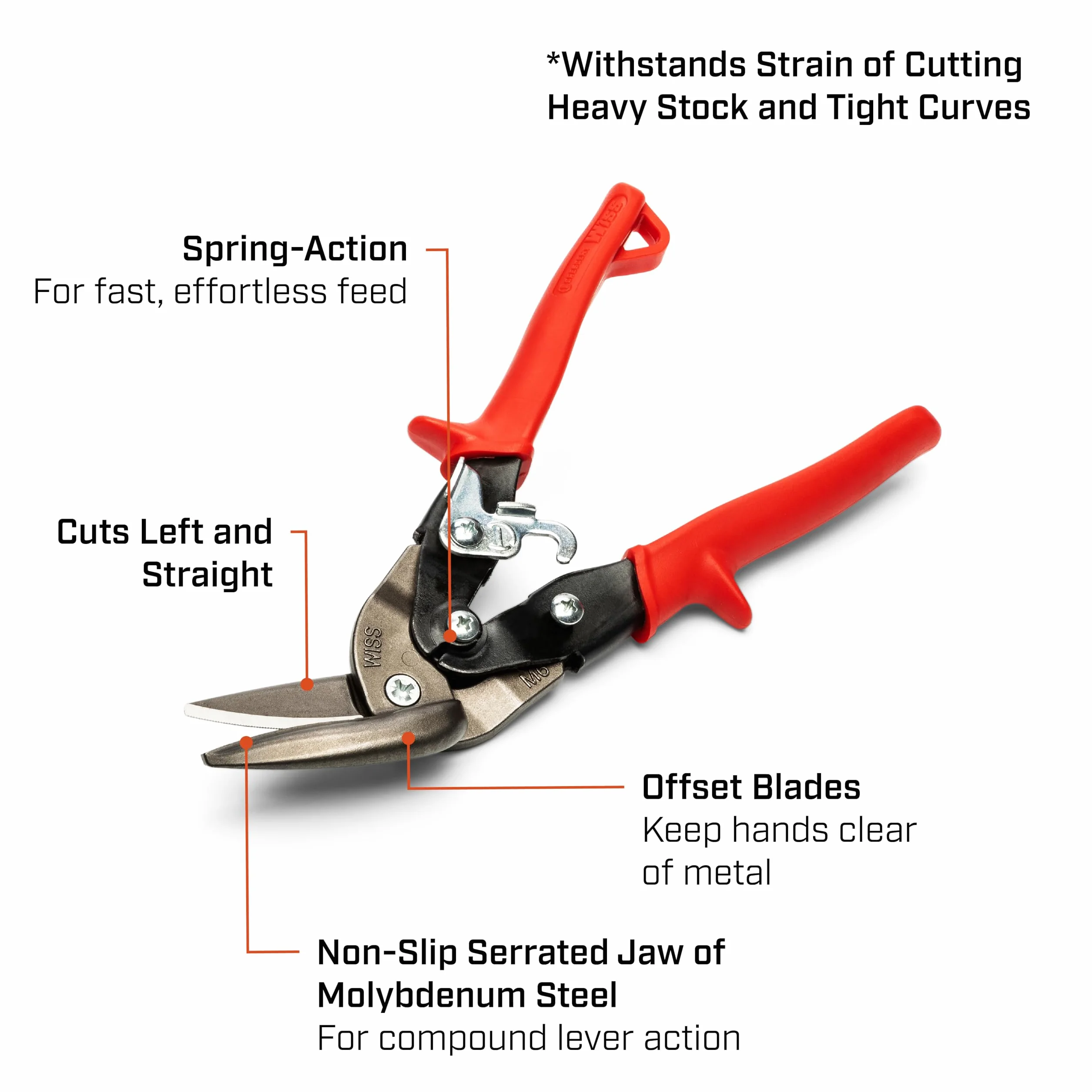 Wiss M6R 9-1/4in Metalmaster Cesoie Offset Tagli Dritti a Sinistra Impugnature Rosse