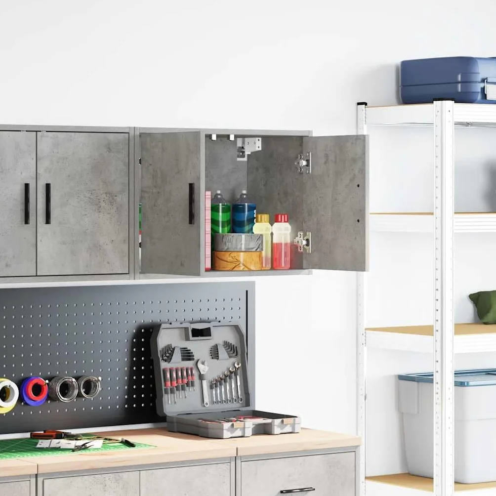 vidaXL Pensile per Garage Grigio Cemento Legno Multistrato