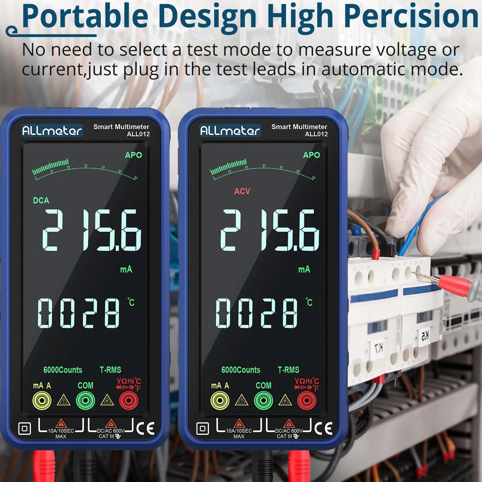 Smart Multimetro a 6000 Conteggi con TRMS, NCV e USB Ricaricabile | Tester Digitale Professionale con Schermo a Colori, Misura Tensione Corrente Capacità Resistenza per Elettricisti e Fai-da-Te