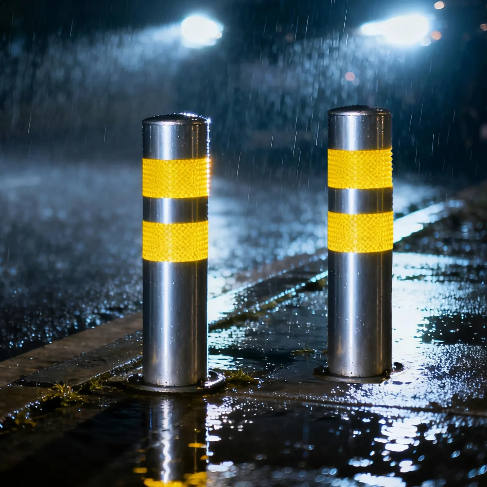 Generico Set di 2 dissuasori di parcheggio Riflettenti Rimovibili in Acciaio Inossidabile (75 cm) - Ideali per vialetti e parcheggi, Maggiore visibilità e Sicurezza, durevoli e Resistenti alle intemp
