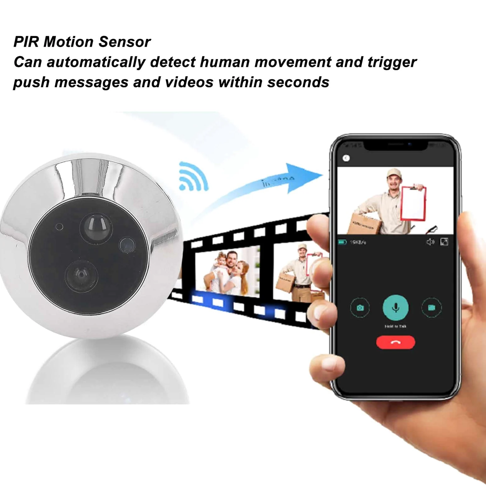 Tonysa Spioncino Digitale per Sistemi di Sicurezza Domestica, Telecamera Digitale Spioncino Elettronico Spioncino Wireless Telecamera 1080P Visione Notturna a 120 Gradi Citofono