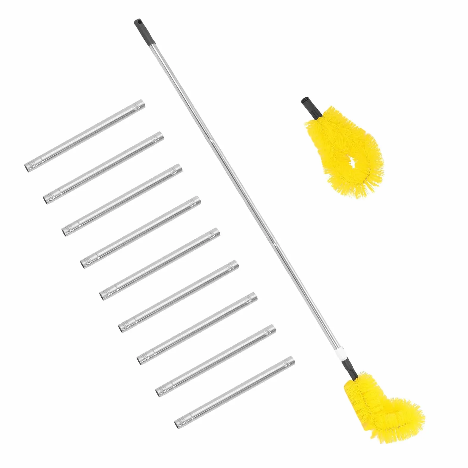 BESTYASH Spazzola per Pulizia Stufa Professionale Aste Modulari in Acciaio Inossidabile e Plastico, Accessorio Giallo per Manutenzione Stufa e Pulizia Casa