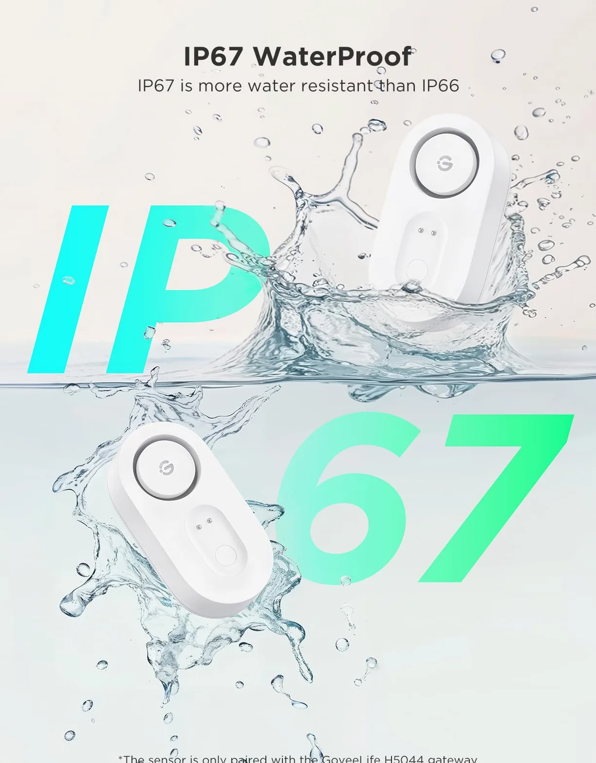 GoveeLife Rilevatore di perdite d'acqua con allarme regolabile da 105 dB, allarme d'acqua con durata della batteria di 5 anni e impermeabilità IP67, set di sonde sensori, perdite e inondazioni, adatto
