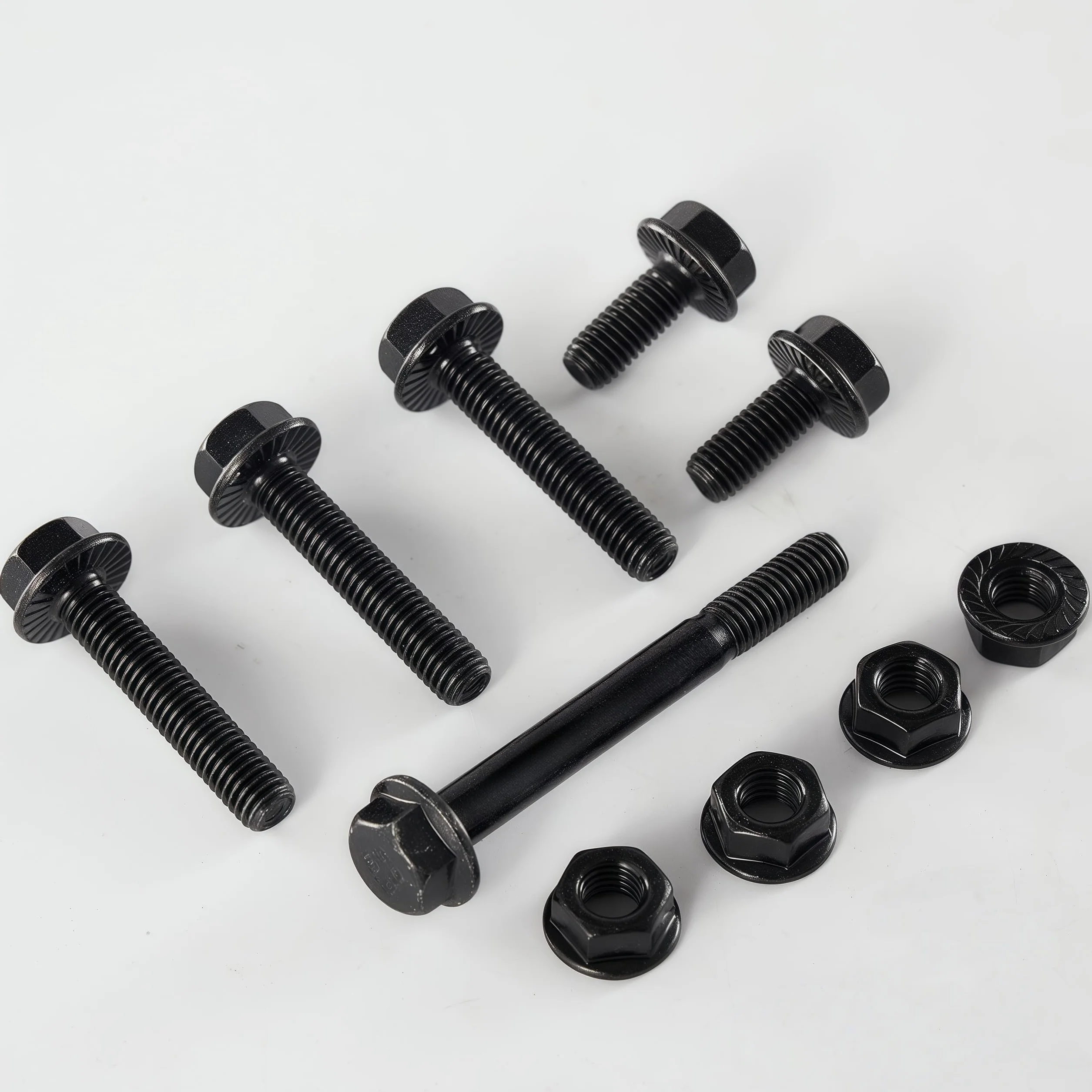 M10 1,5 x 80 mm viti a flangia con dado classe 10,9 acciaio in lega rivestimento zinco nero filettatura parziale autobloccante