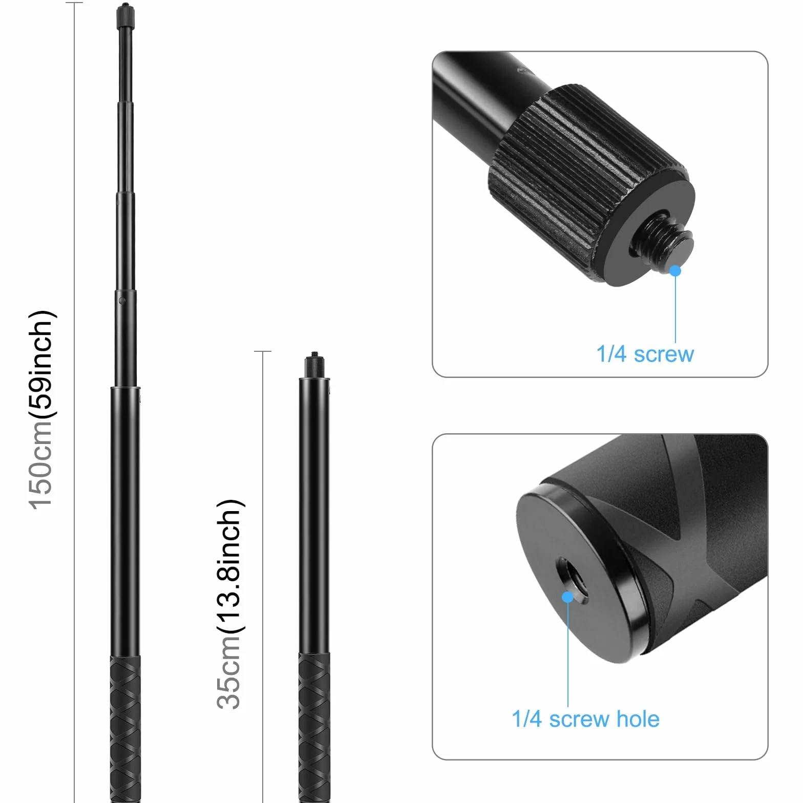 Supporto per fotocamera PULUZ 150 cm invisibile Selfie Stick regolabile per Insta360 X5 X4 X3 X2 ONE RS R Ace e manubrio moto bici ATV