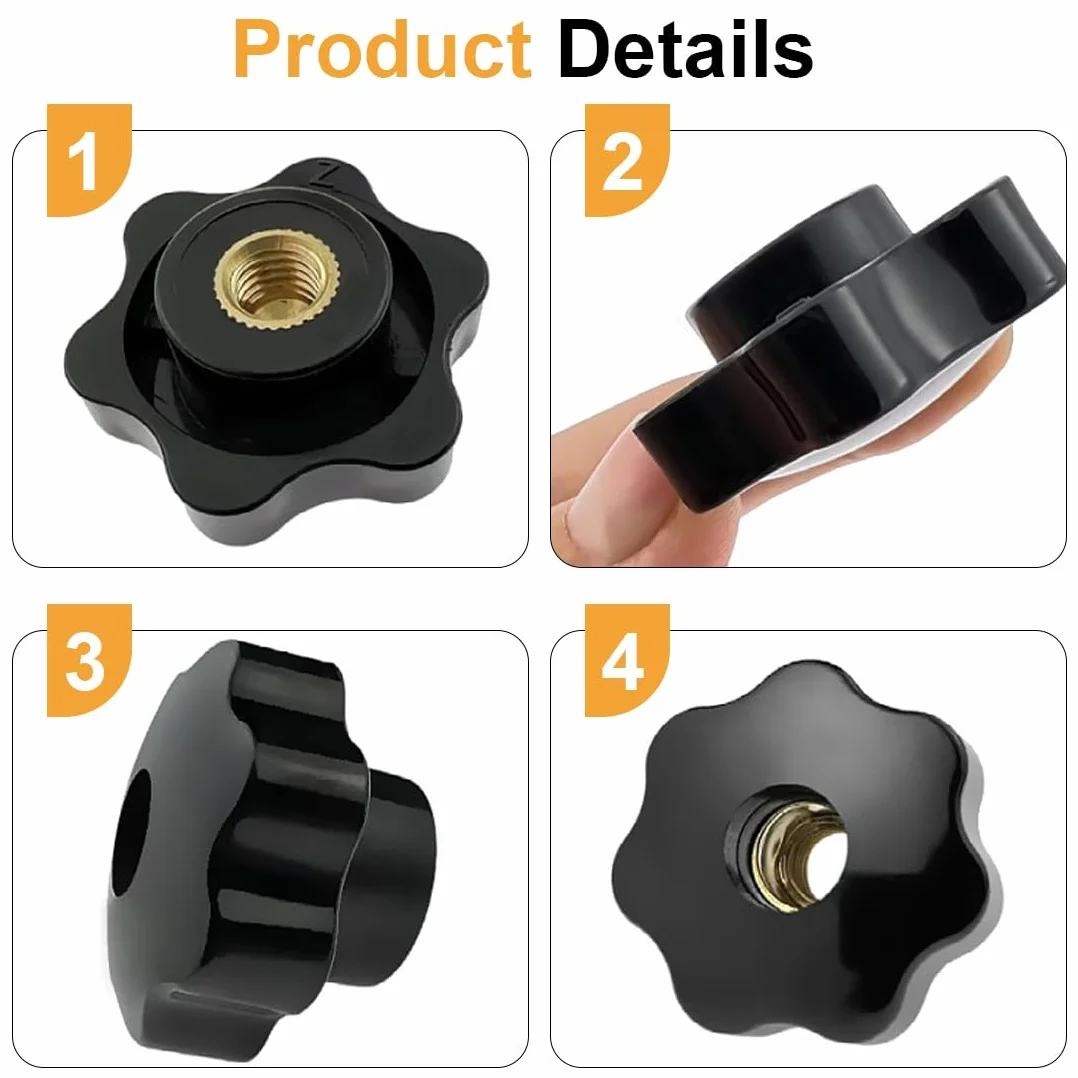 Manopola di serraggio M8 con dado universale gambo a stella 8 pcs