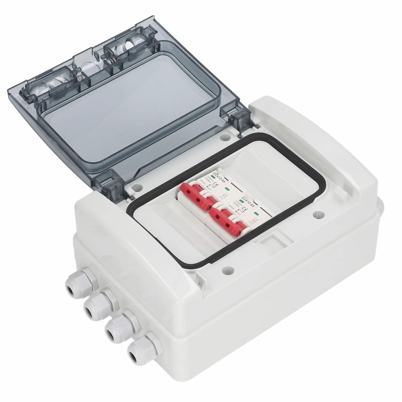Ejoyous Scatola Interruttore Miniaturizzato CC, Sezionatore Solare Fotovoltaico Ignifugo per PC, 2 in 2 Uscite DC500V IP65 Impermeabile Resistente Ai Raggi UV per Inverter per Pannelli Solari RV