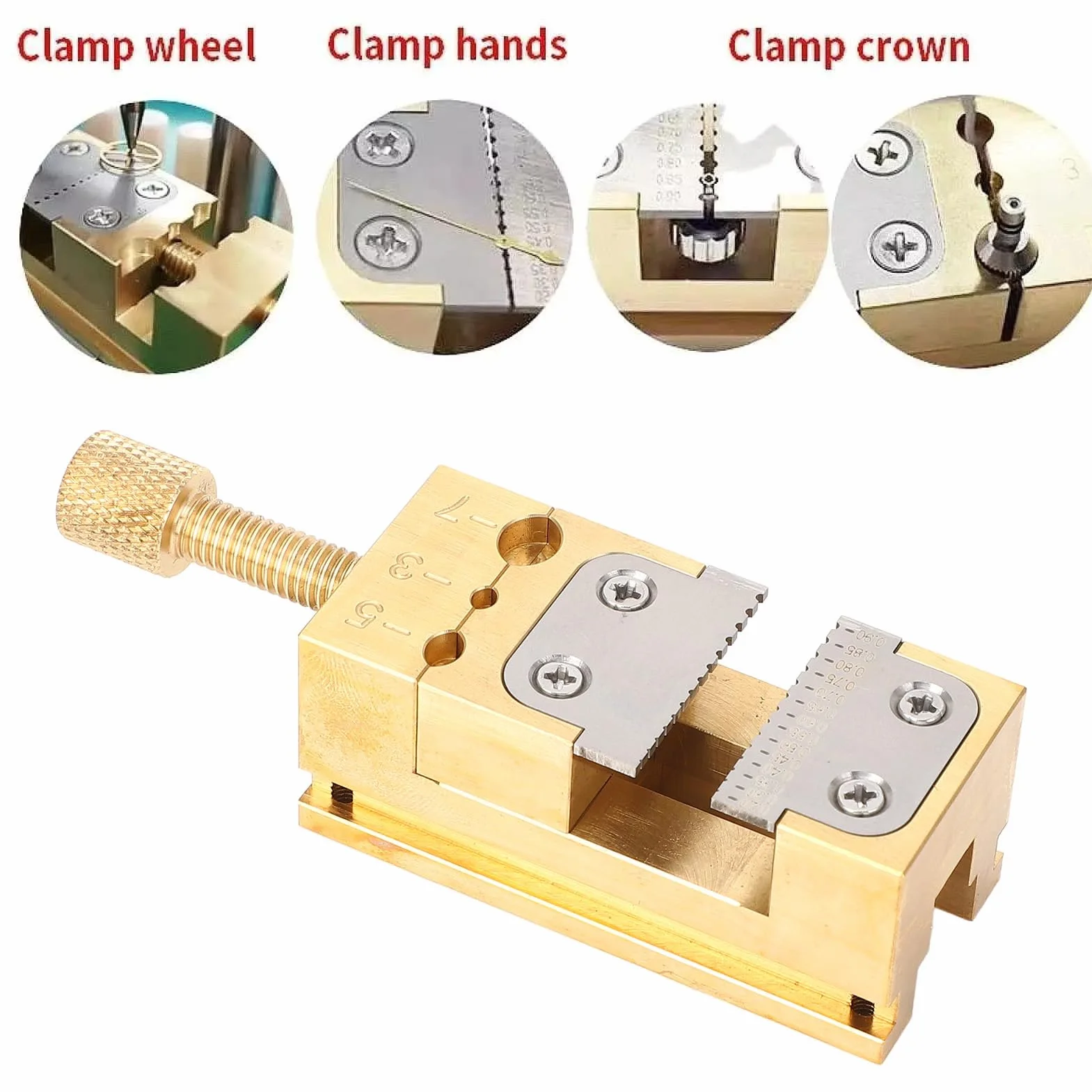 Demeras Supporto per Lancette dell'orologio, Morsa da Banco Resistente all'usura Apertura 0,2-0,9 Mm per Riparazione Orologio da Polso