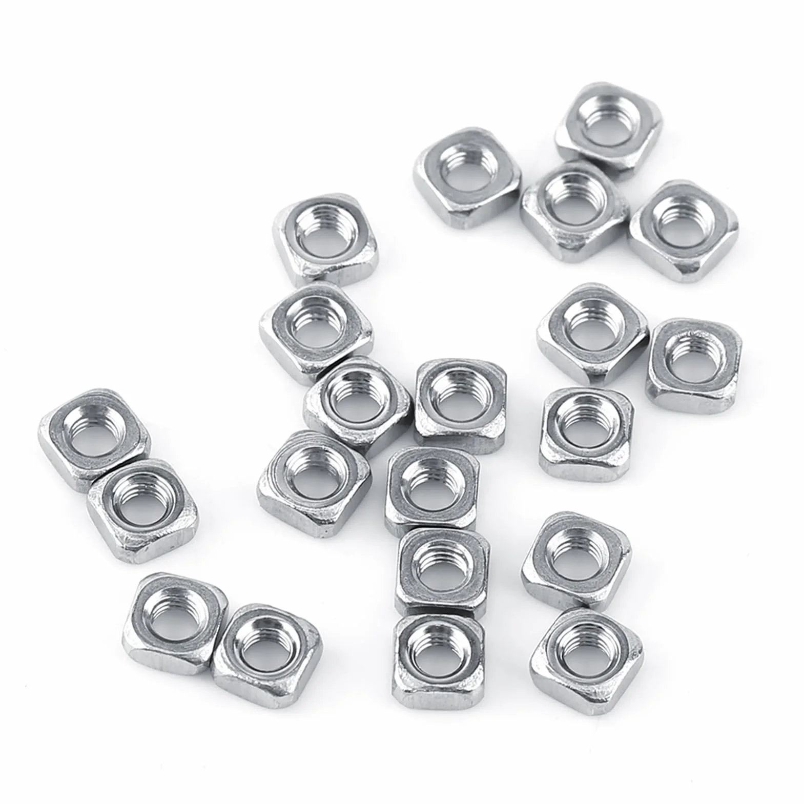 Dado quadrato SS304 M3 DIN557 Metro in acciaio inox, argento