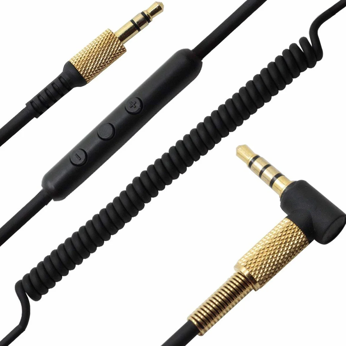 Yizhet Cavo Aux Audio Compatibile con Cuffie Marshall Major III Marshall Major II Major I Marshall Monitor 3,5mm Jack Cavo Audio Stereo di Ricambio con Telecomando & Microfono (1,2m, Nero)