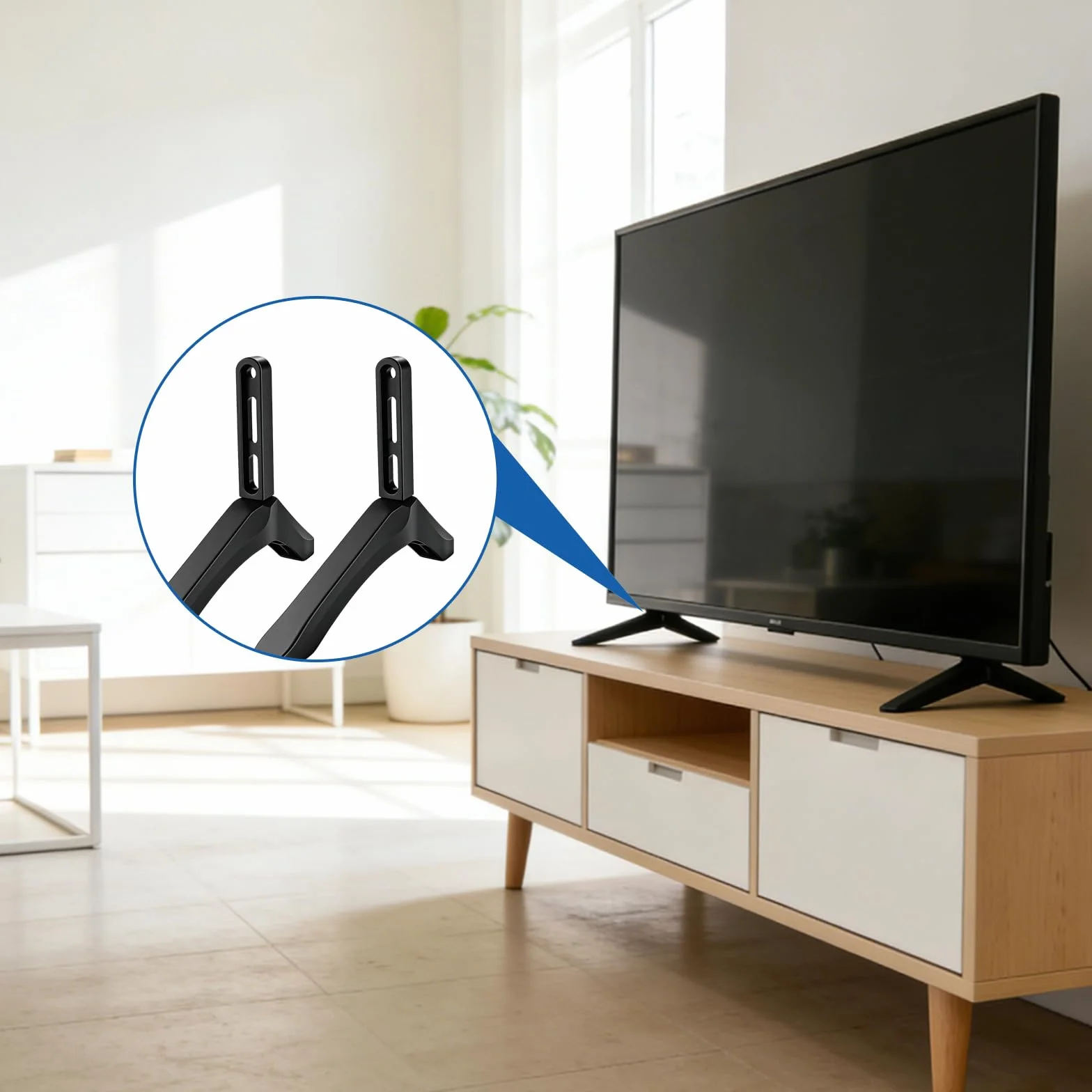 Supporto TV da Tavolo Piedini per Piedistallo TV per Schermi LCD LED OLED da 32-65 pollici Supporto TVs da Tavolo Antiscivolo Installazione Semplice