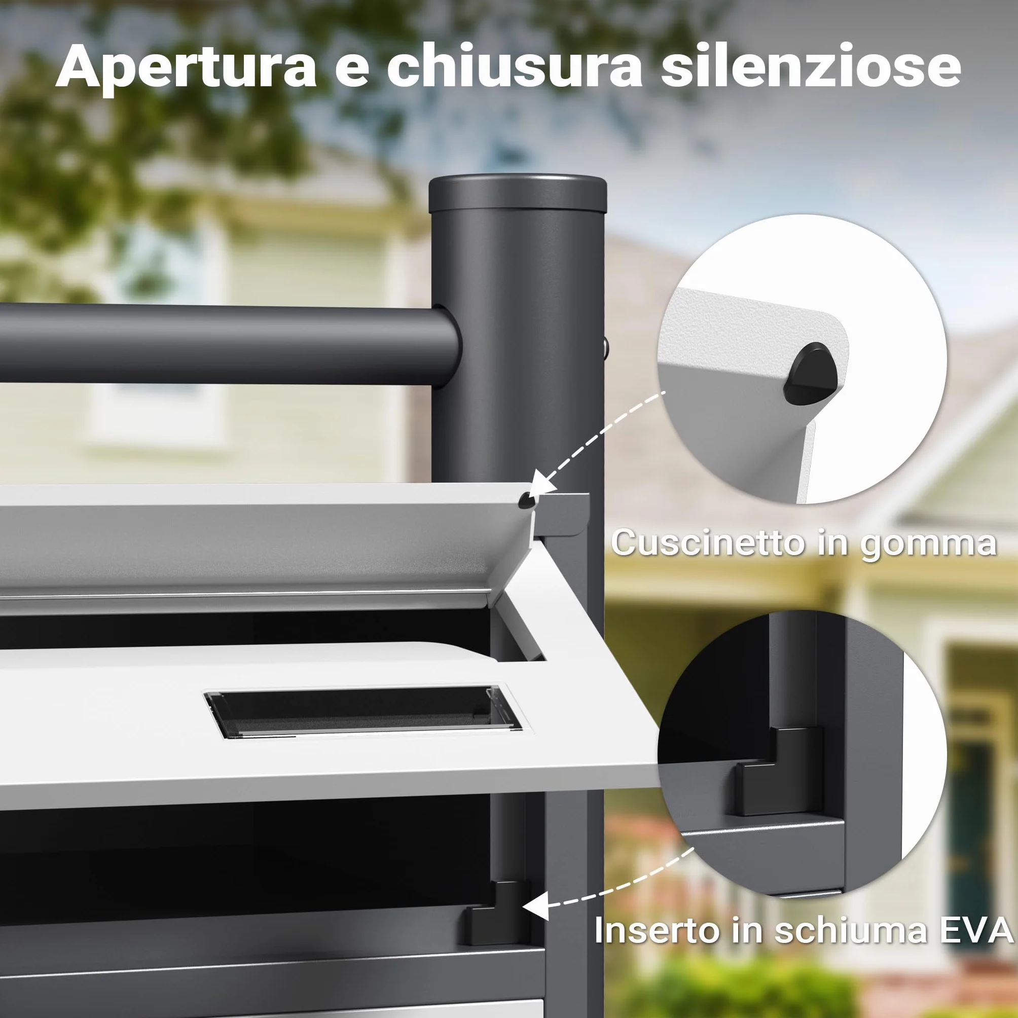 Wiltec Cassetta postale condominiale autoportante 6 posti antracite/bianco 513 x 270 x 1500 mm