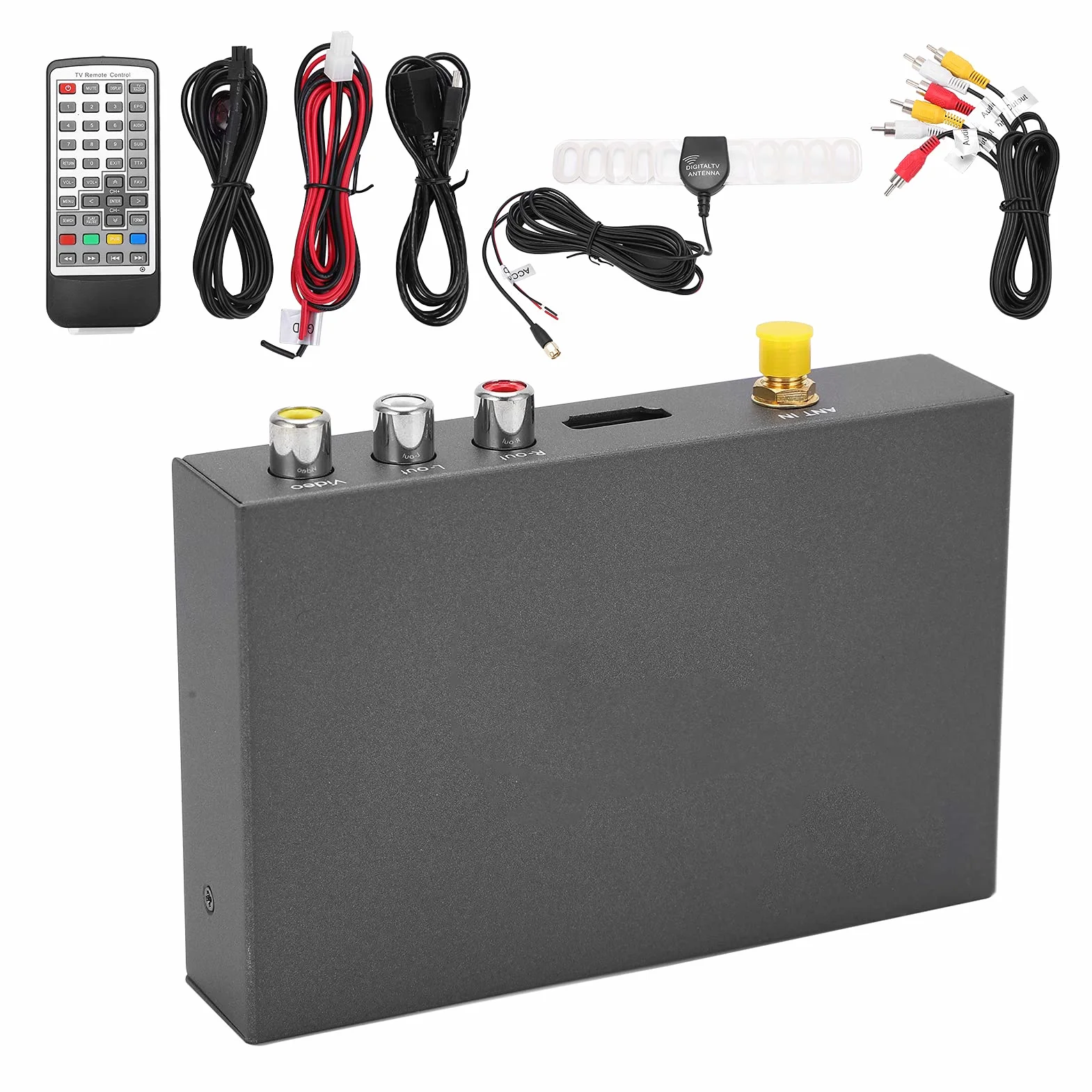 Sintonizzatore TV Digitale per Auto, Ricevitore TV Digitale per Auto H.265 DVB‑T2/T 6M/7M/8M Accessorio per Auto Antenna Ricevitore Sintonizzatore Analogico Telecomando