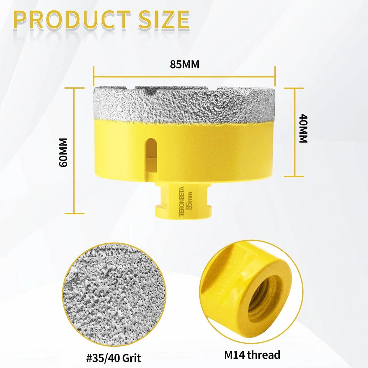 Punta per Trapano Diamantata 85mm M14 Filetto Vacuum Brasato Sega a Tazza per Piastrelle Porcellana Marmo Ceramica Granito