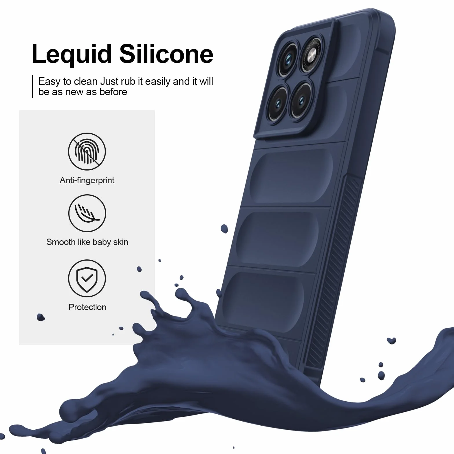 Cover per Motorola Moto Edge 70 Fusion, Custodia in Silicone Morbido TPU, Custodia Antiurto con Strato Interno in Fibra e Protezione della Fotocamera, Blu
