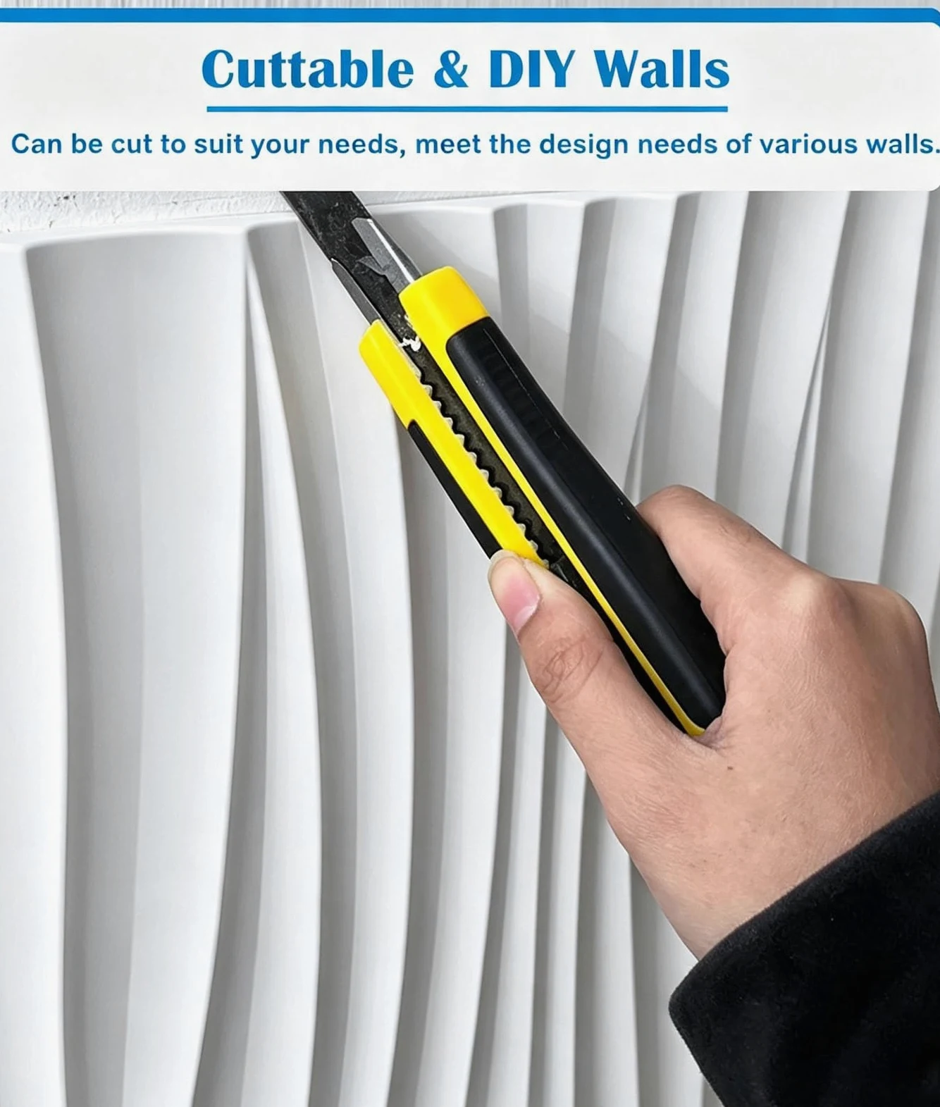Pannelli Decorativi per Pareti Set da 4 Pannelli Murali 3D Ondulati in PU, Moderno Rivestimento | Rivestimento Murale Impermeabile Bianco per Pareti Decorative, Corridoio, Hotel, Ristorante, Reception e Spazi Commerciali