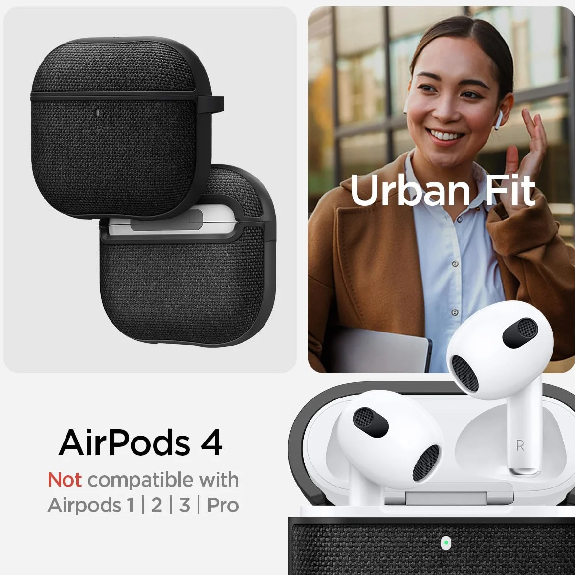 Spigen Cover Urban Fit Compatibile con AirPods 4 (2024), Custodia Airpods 4 - Nero