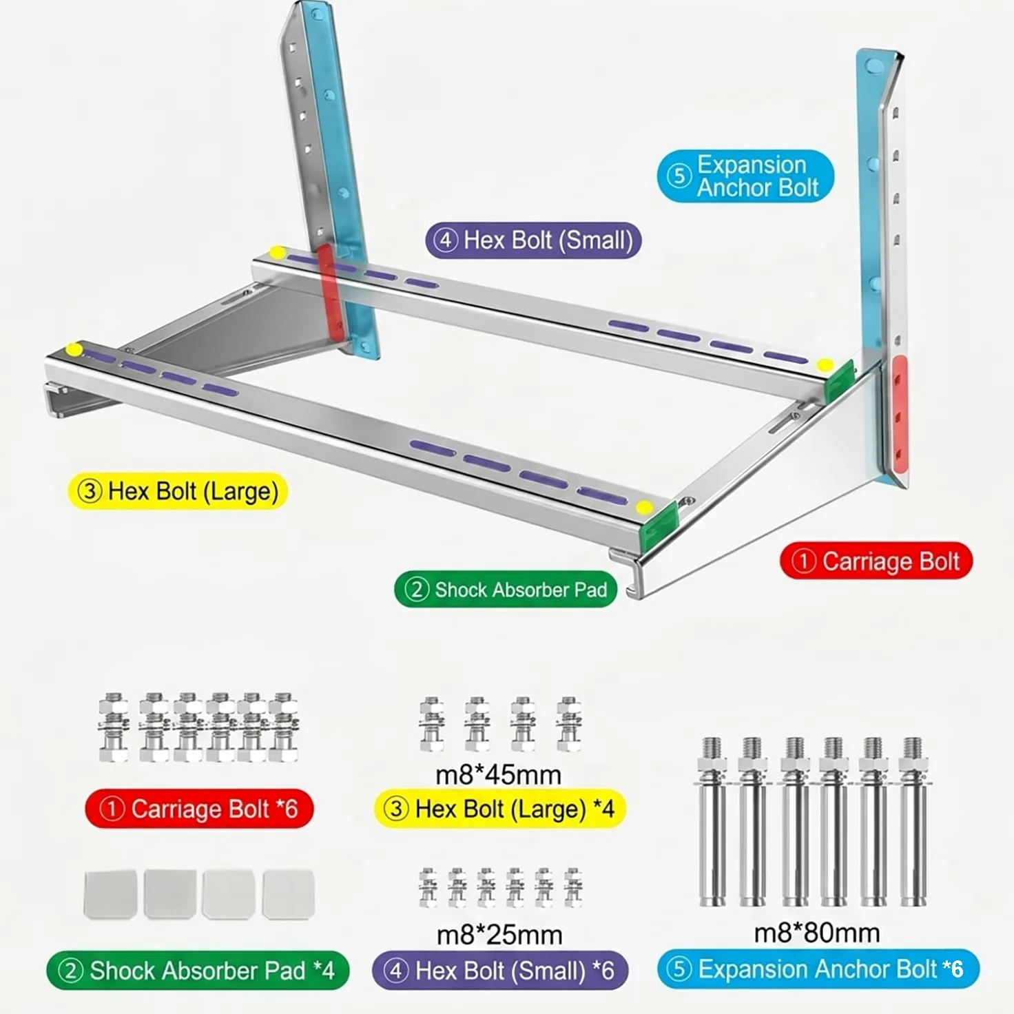 Supporto a Parete per Unità Esterna Condizionatore Split, Portata 400 kg | Acciaio Inossidabile, Supporto Universale Regolabile, Struttura Triangolare, Facile da Montare