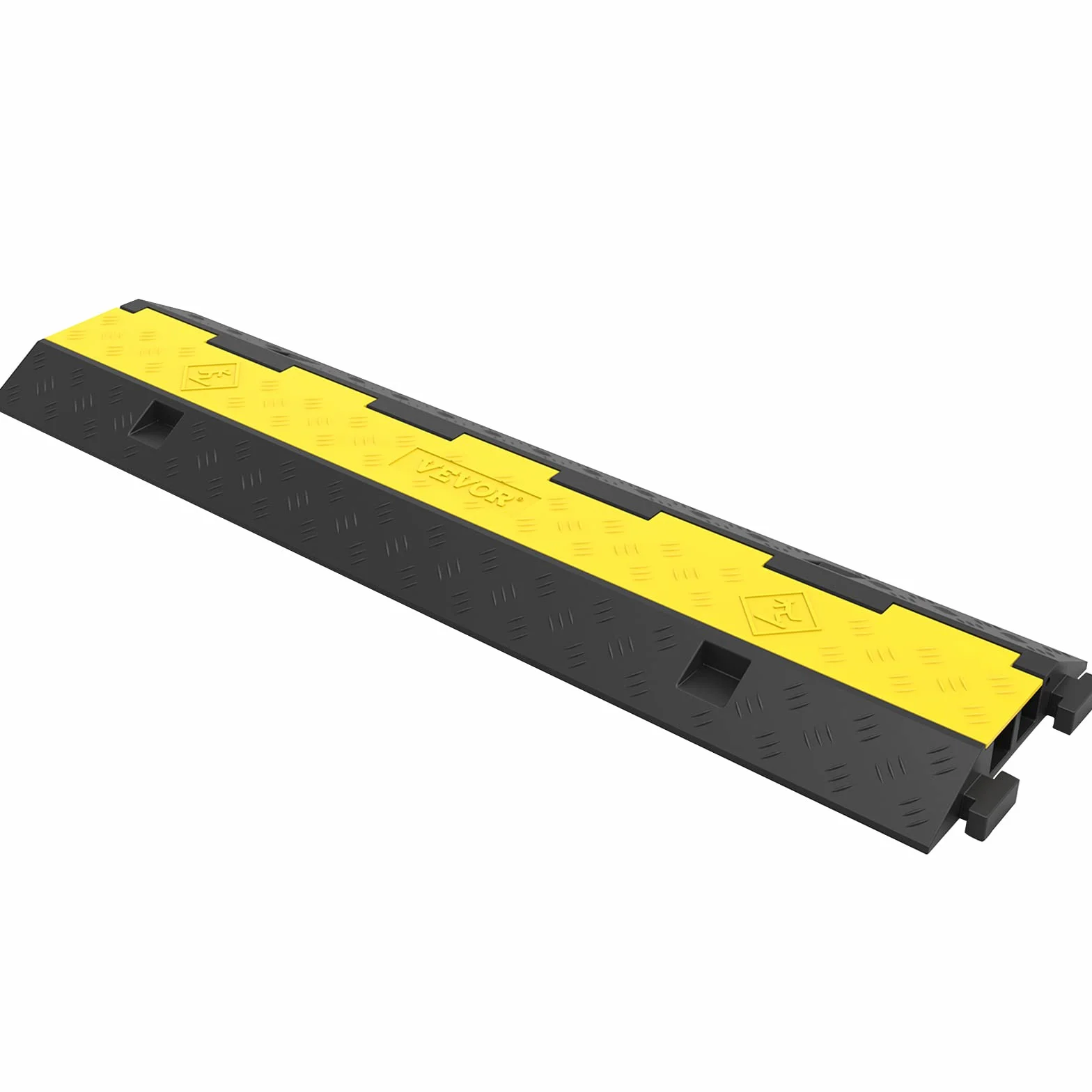 VEVOR Rampa Modulare per Condotto 2 Canale, Protezione Cavo in Gomma e PVC Carico 4.989 kg, 4 Pezzi Nero Giallo
