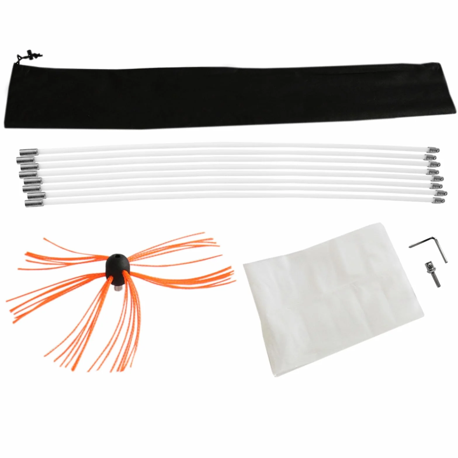 Monstershop - Scovolo Spazzacamino per Trapani Avvitatori con Adattatore Spazzola Camino Canna Fumaria Ciminiera Asta Nylon Flessibile con 6 Spazzole da 7 Setole - 9m