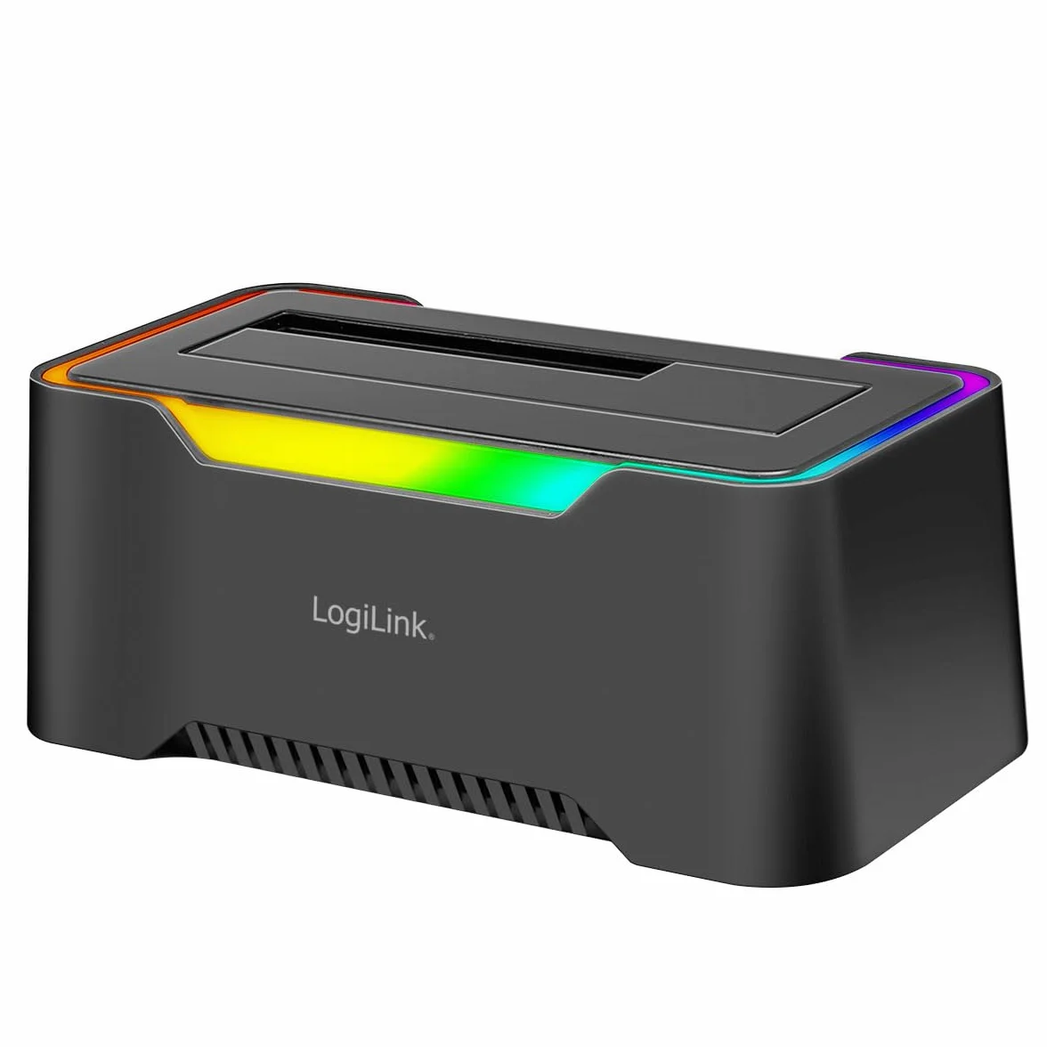LogiLink Docking Station USB-C (3.2 Gen1) per HDD/SSD SATA da 2.5" e 3.5", con luce RGB, compatibile con Thunderbolt, Windows, Mac OS, Linux
