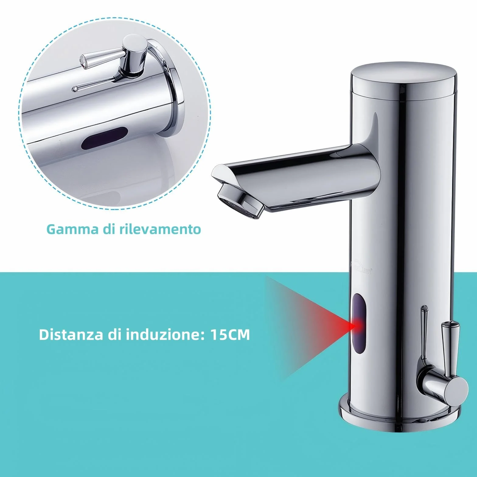Auralum Rubinetto Automatico con Sensore ad Infrarossi Miscelatore Acqua Calda e Fredda per Lavabo Finitura Cromo