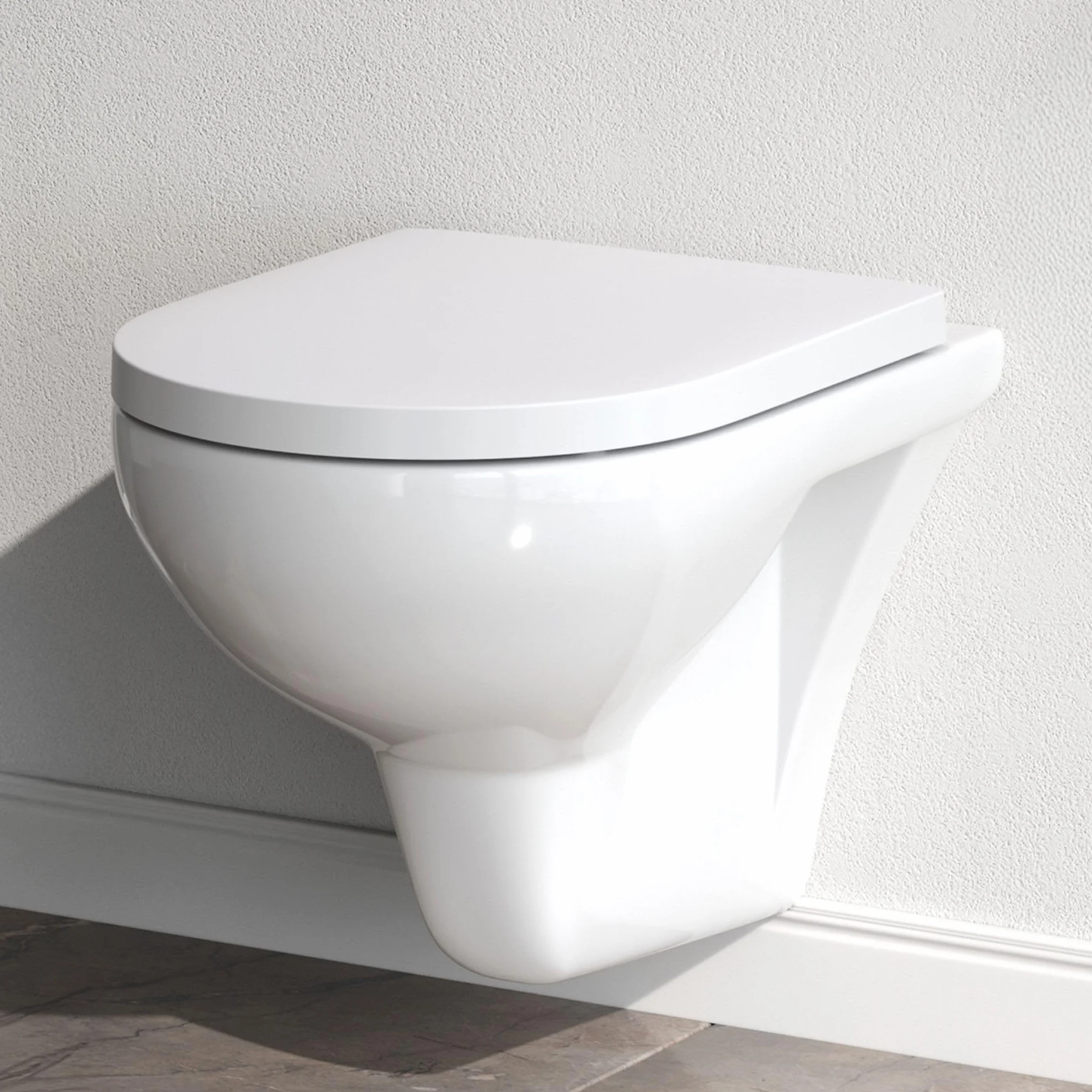 AM.PM Hit WC sospeso senza bordo con sedile abbassamento automatico FlashClean ceramica risciacquo profondo